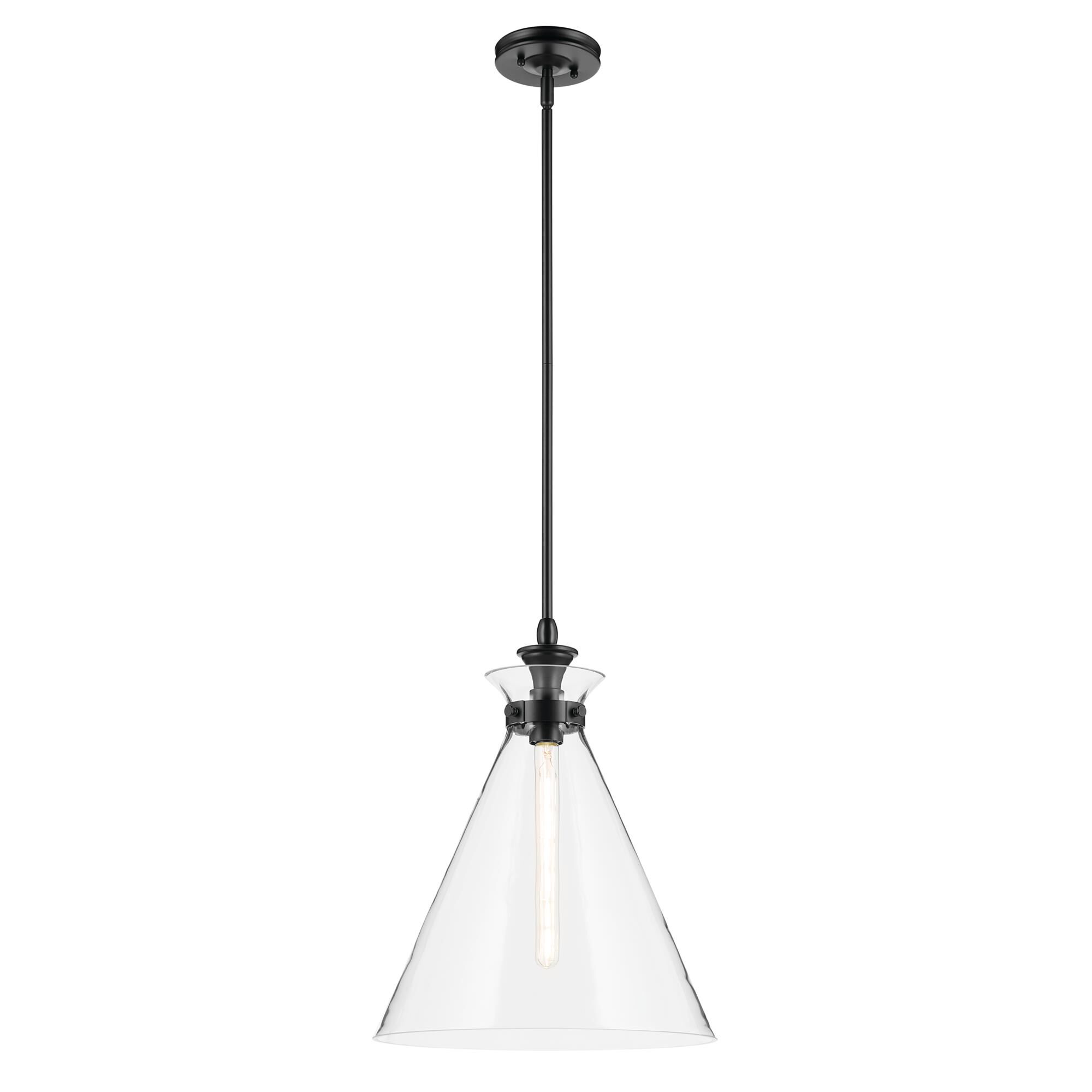 Shown in Black finish and Clear glass