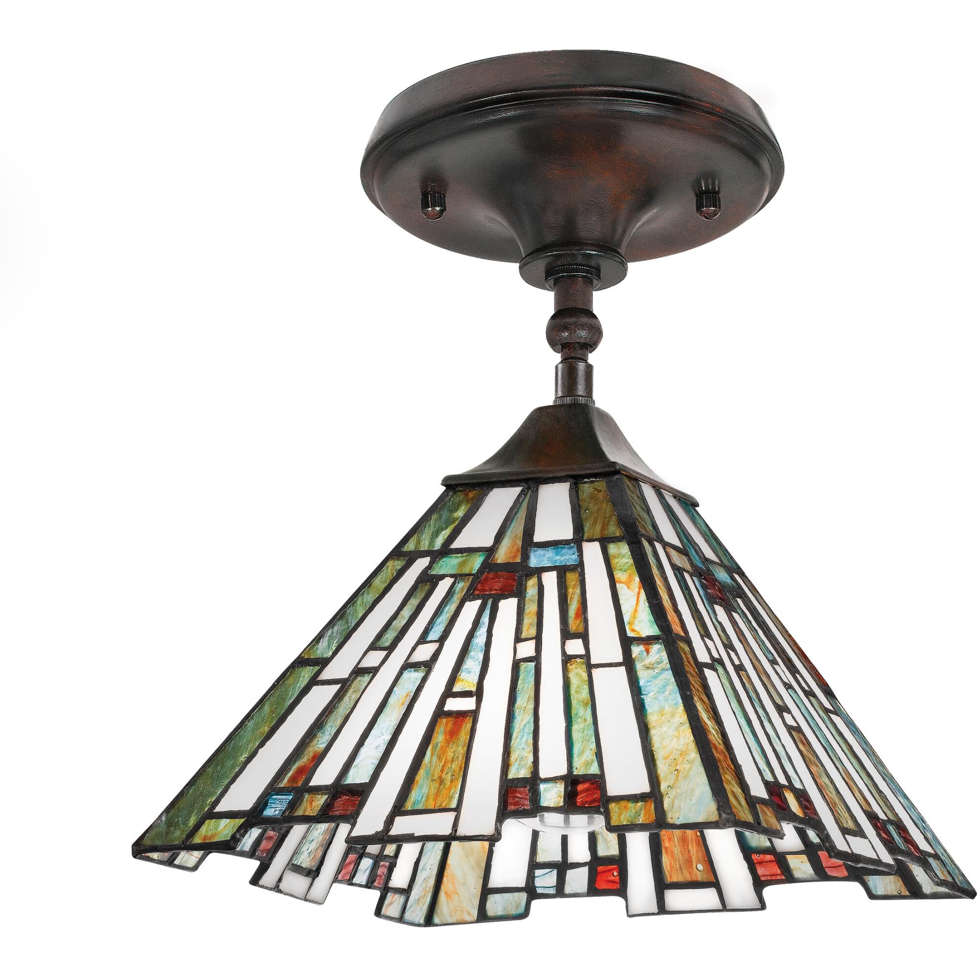 Shown in Valiant Bronze finish and Tiffany glass