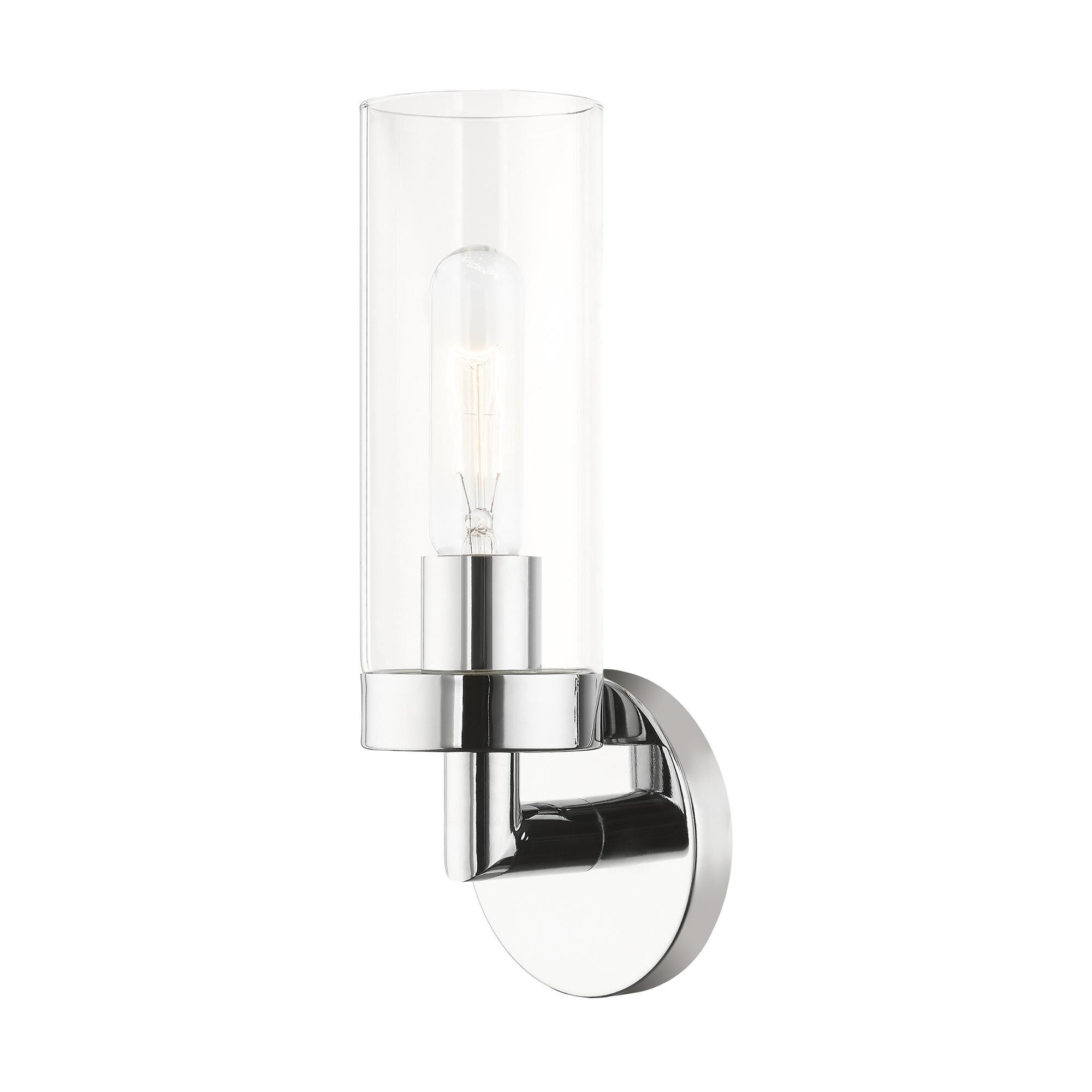 Shown in Polished Chrome finish and Clear glass