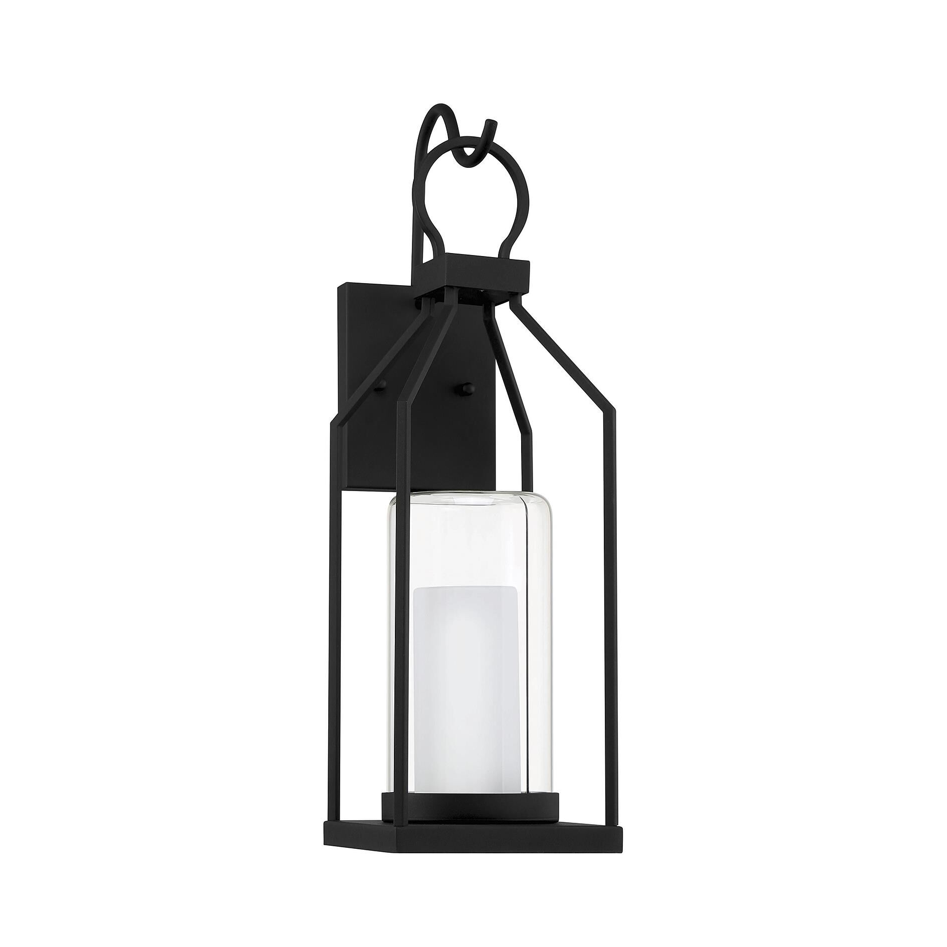 Shown in Matte Black finish and Clear Outer , White Opal Chimney glass and Glass shade