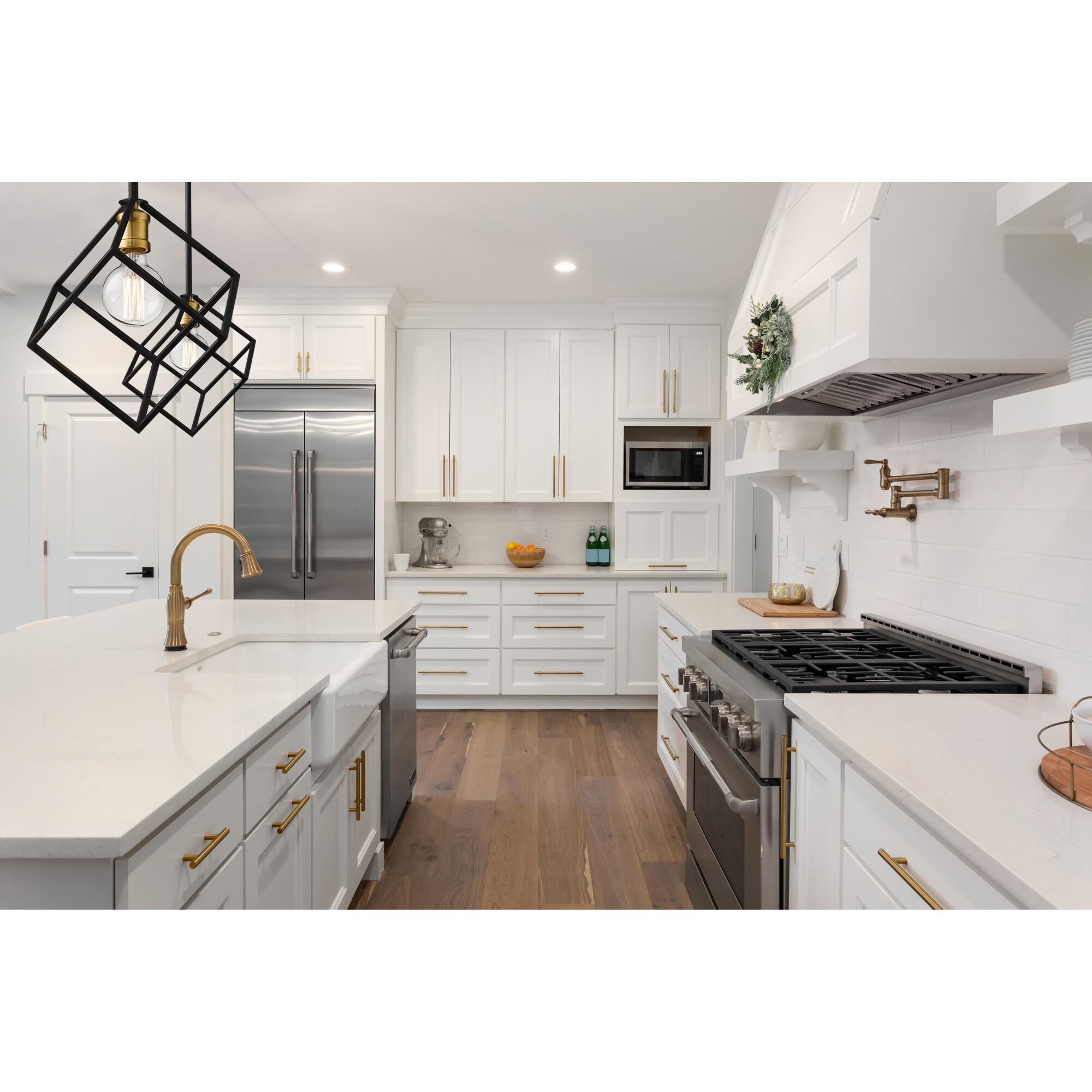 Shown in Bronze + Olde Brass finish and --- glass and --- shade