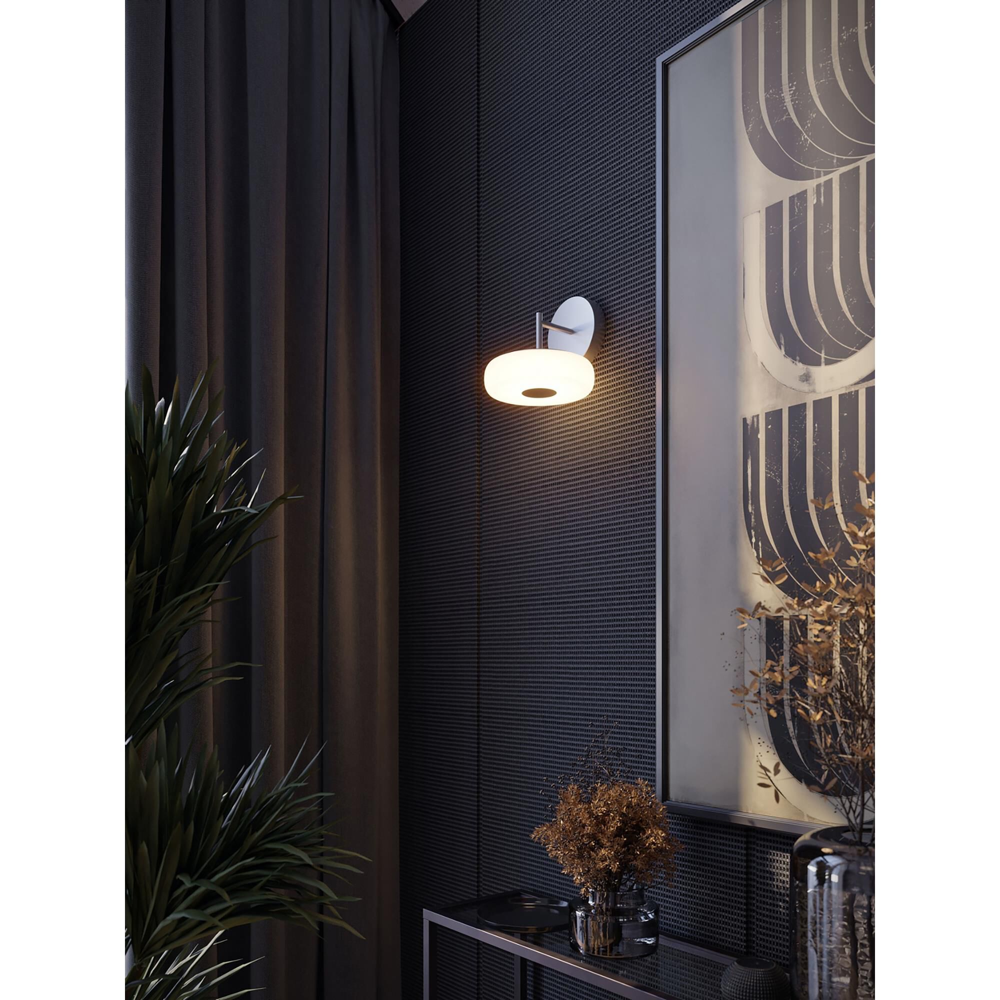 Shown in Satin Nickel finish and White shade