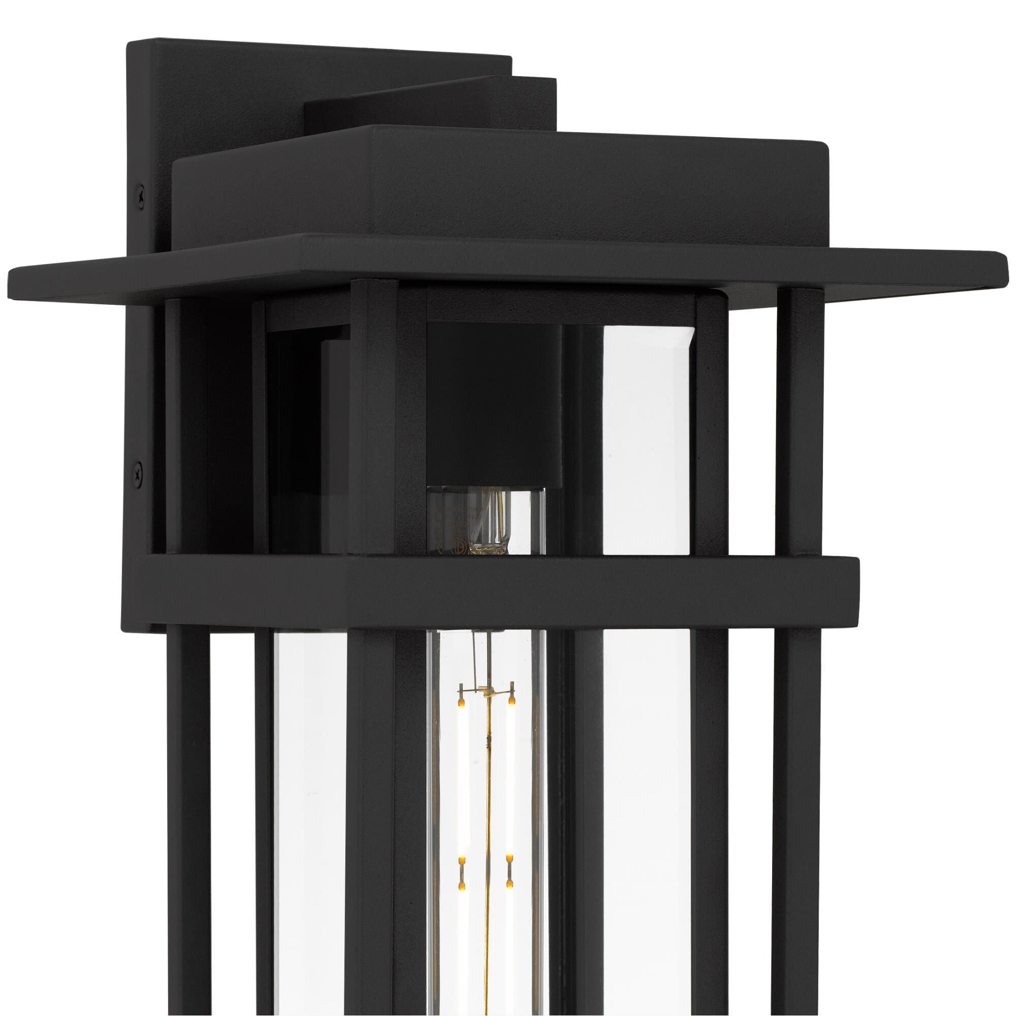 Shown in Earth Black finish and Clear Beveled Glass shade