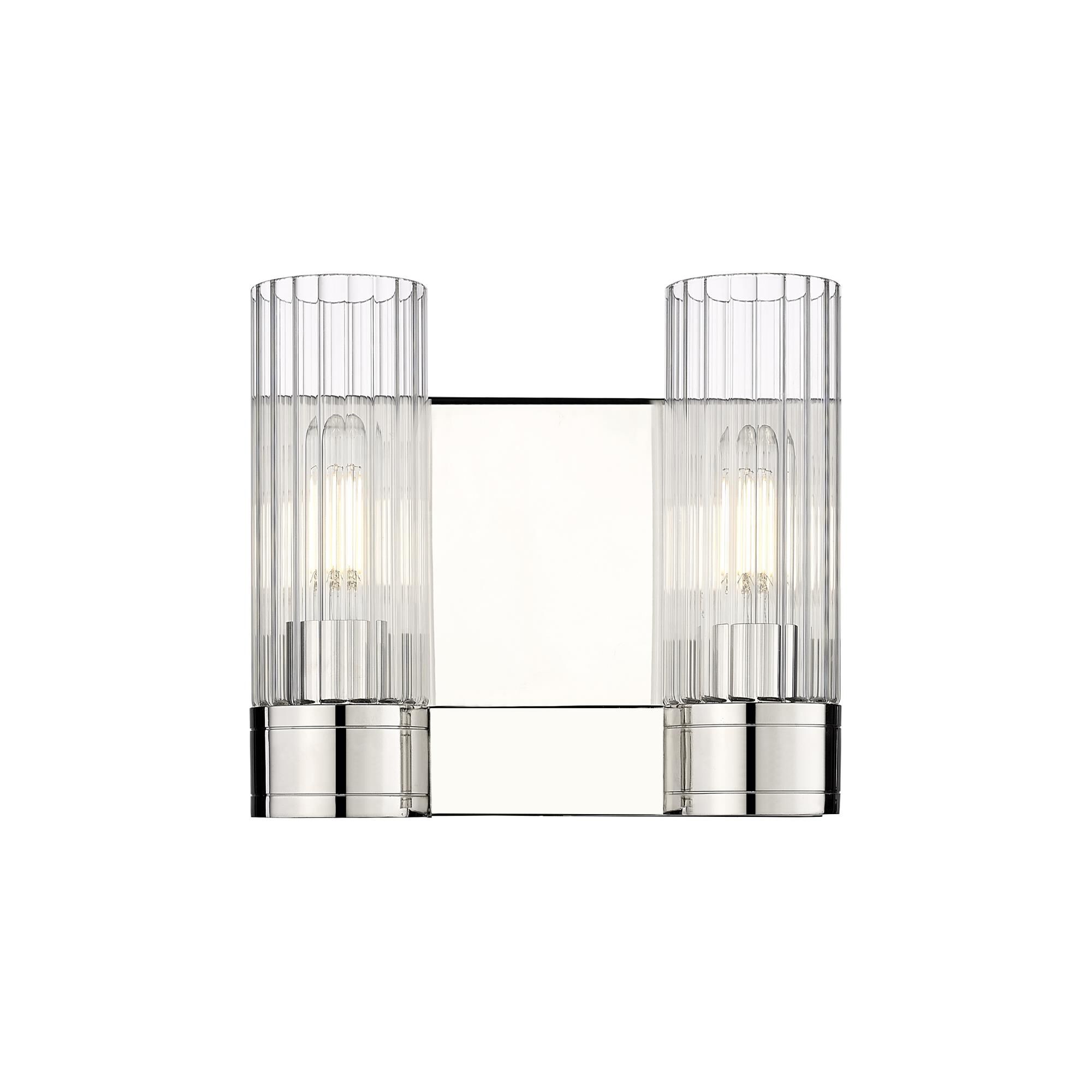 Shown in Polished Nickel finish and Clear glass and Clear Glass shade
