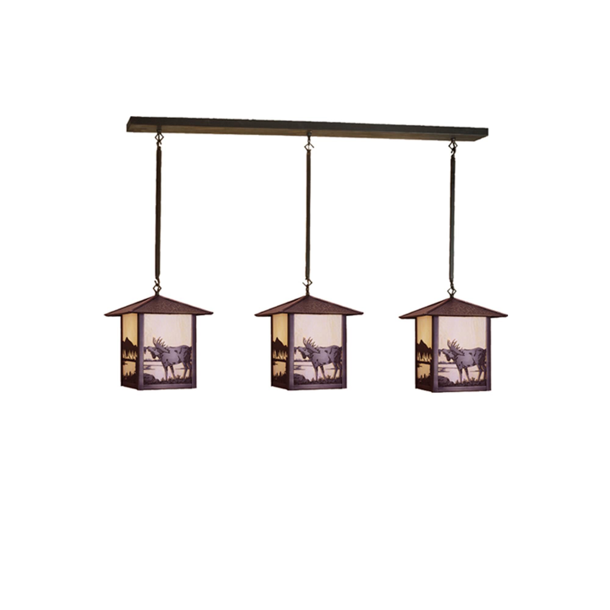 Shown in Craftsman finish and Iridized Beige glass