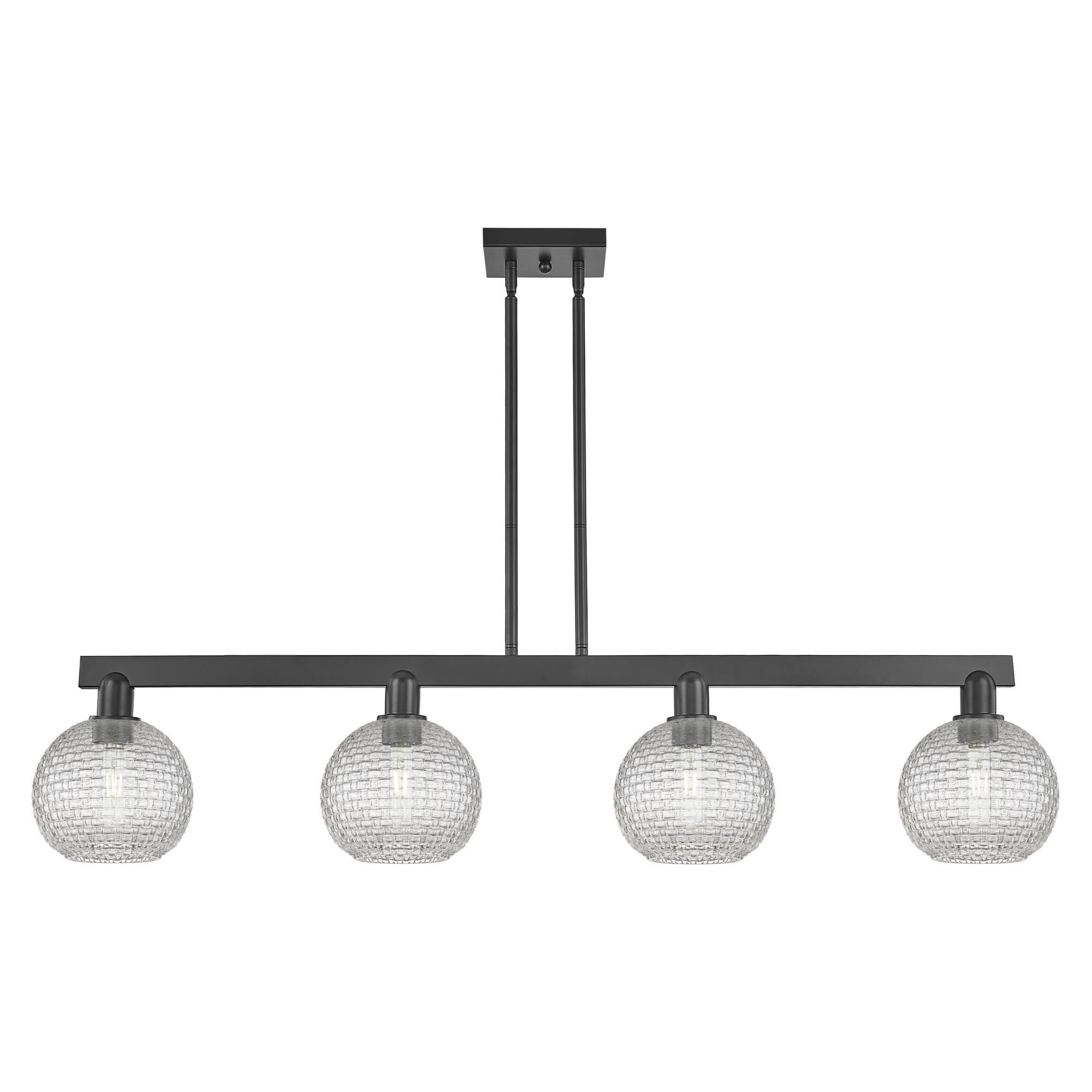 Shown in Matte Black finish and Clear Basketweave glass