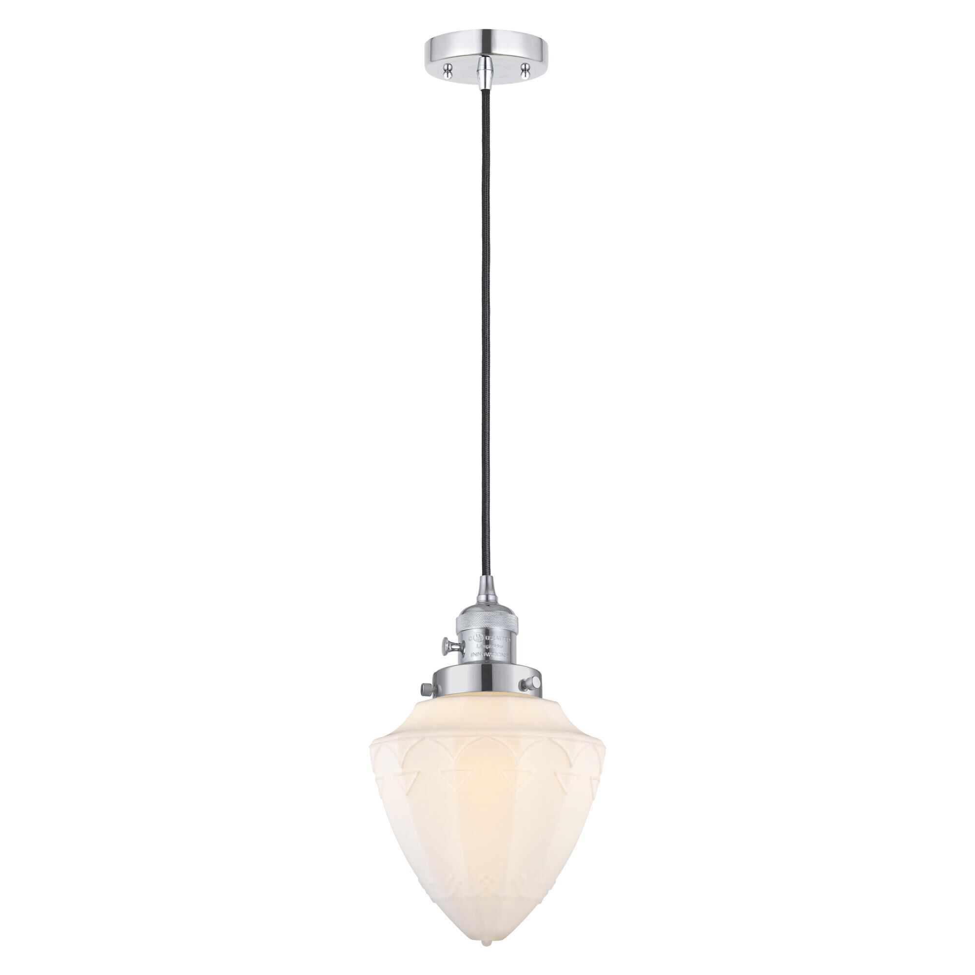 Shown in Polished Chrome finish and Matte White Cased Small Bullet glass