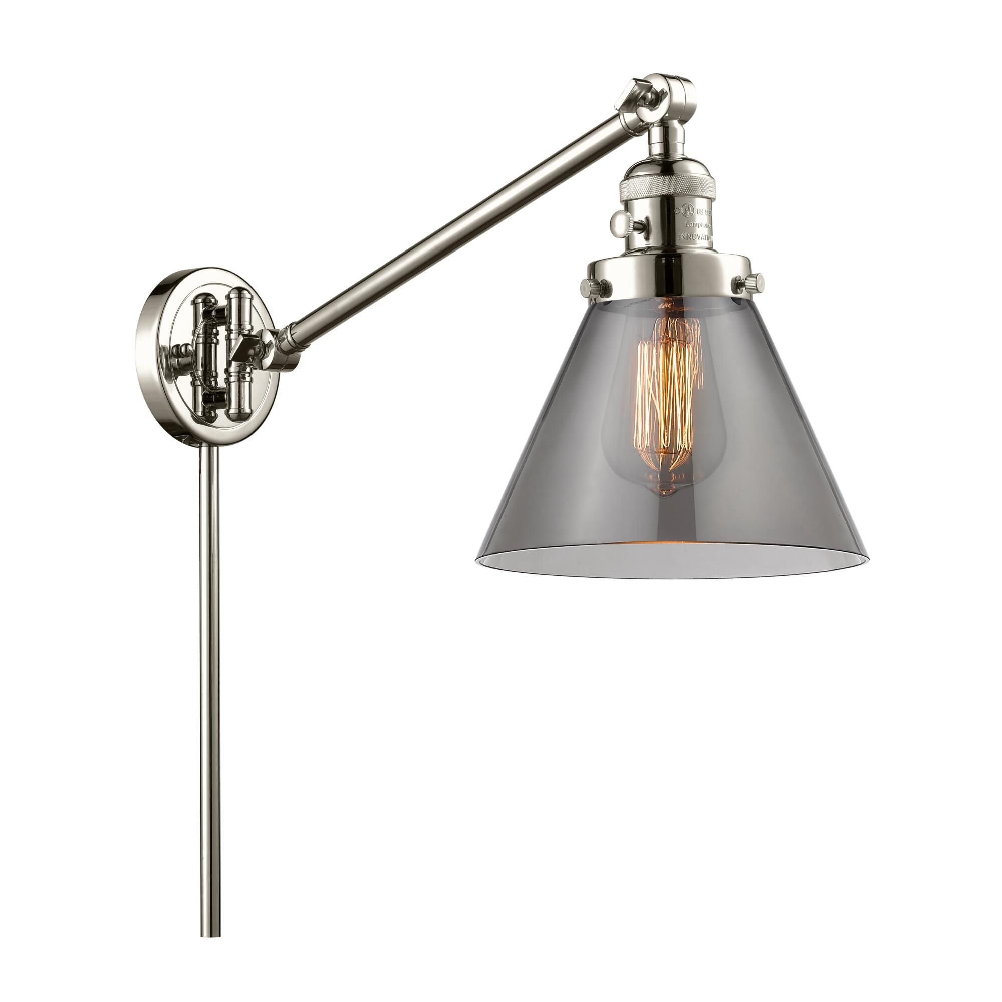 Shown in Polished Nickel finish and Smoked glass