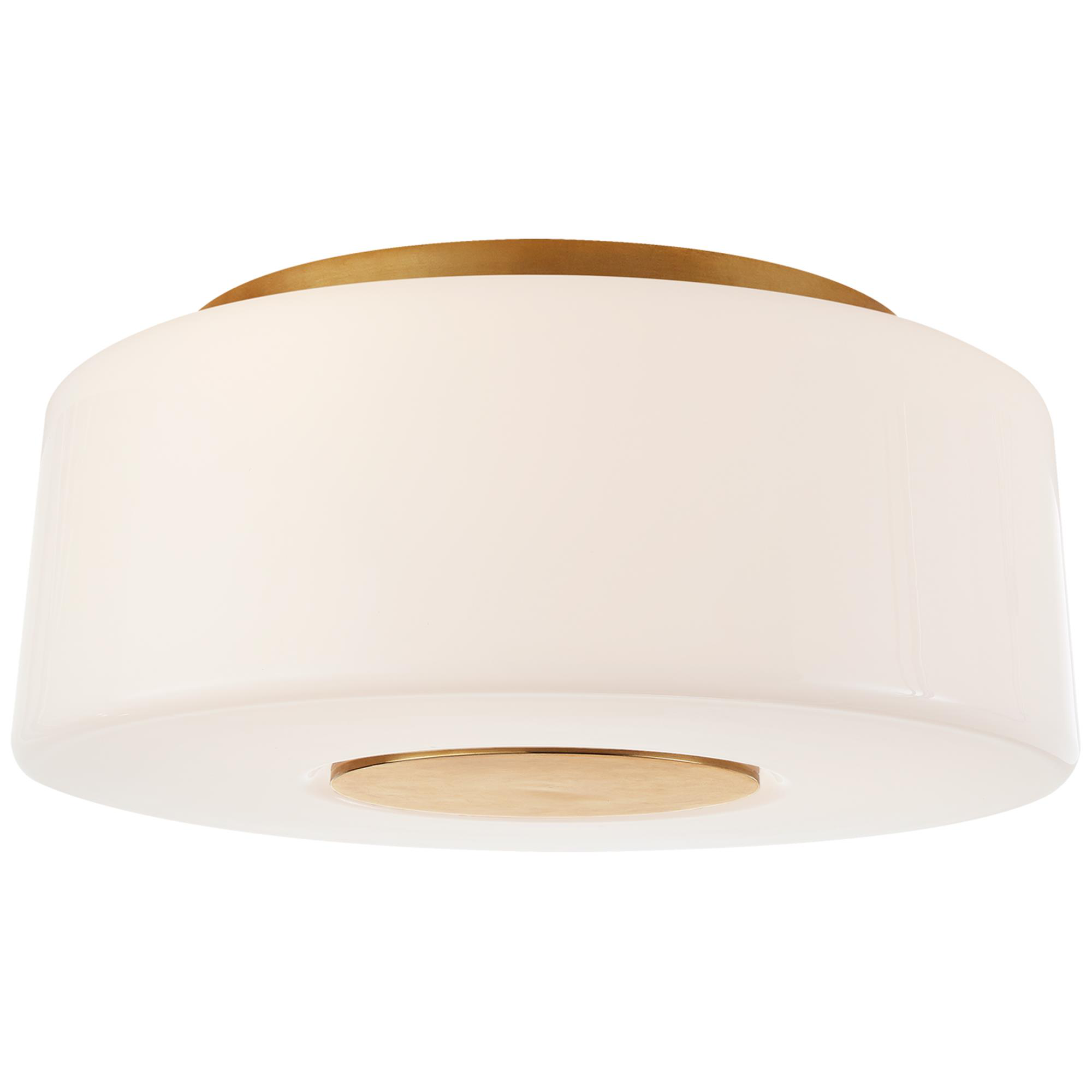 Shown in Soft Brass finish and White glass