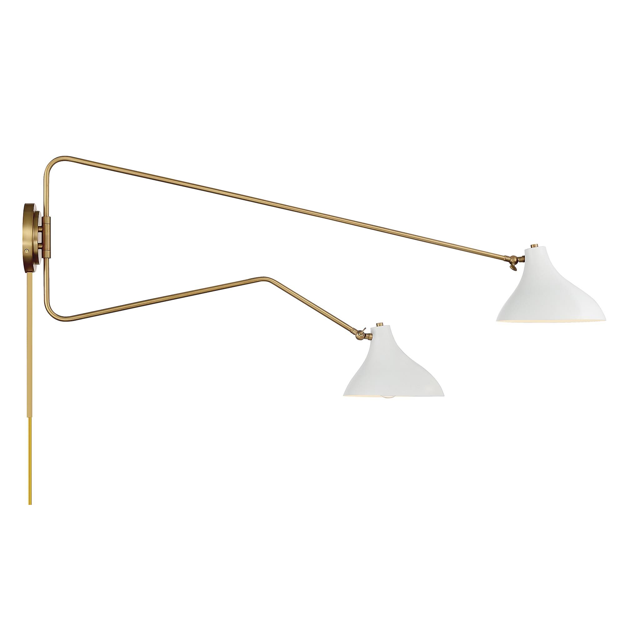 Shown in White with Natural Brass finish and White Metal shade