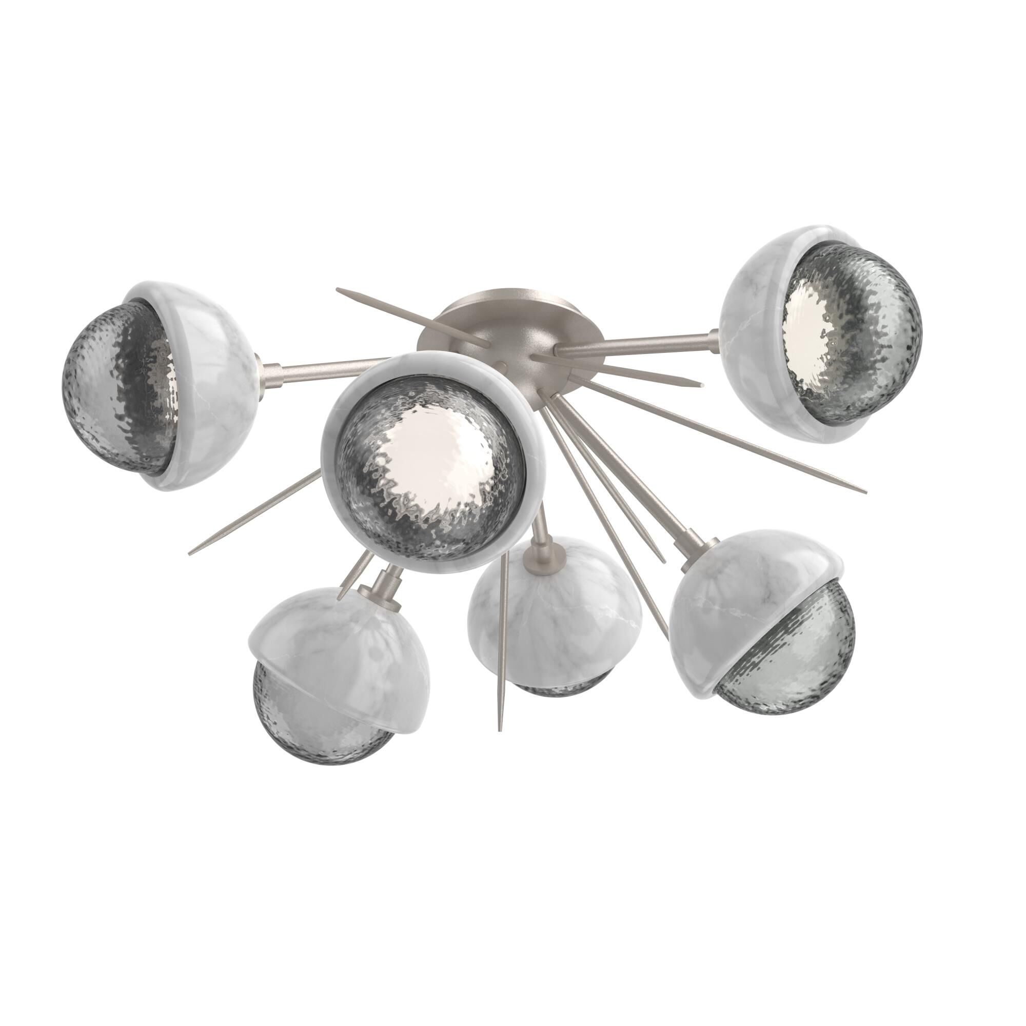 Shown in Beige Silver finish and Smoke glass and White Marble accent