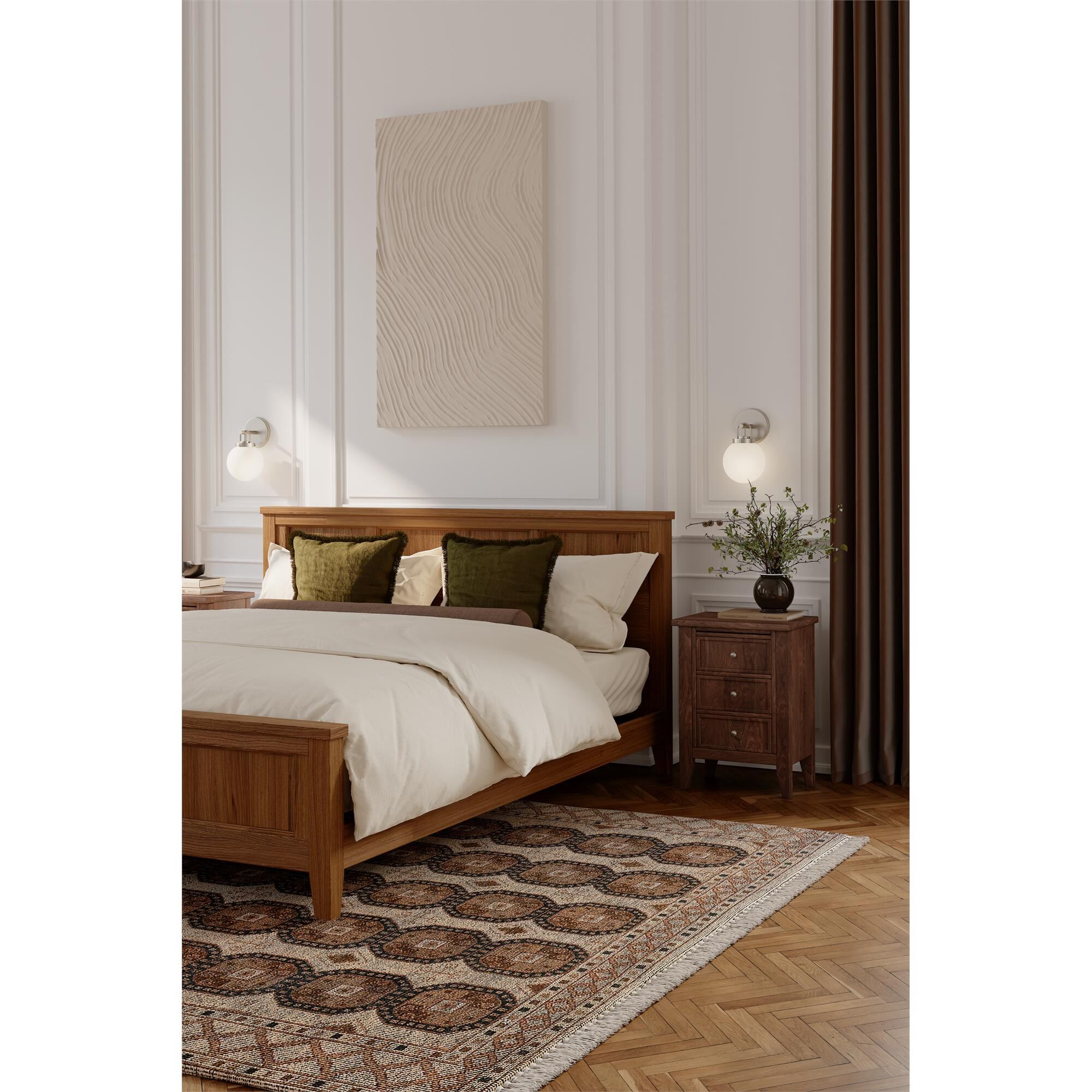 Shown in Brushed Nickel finish and Etched White glass