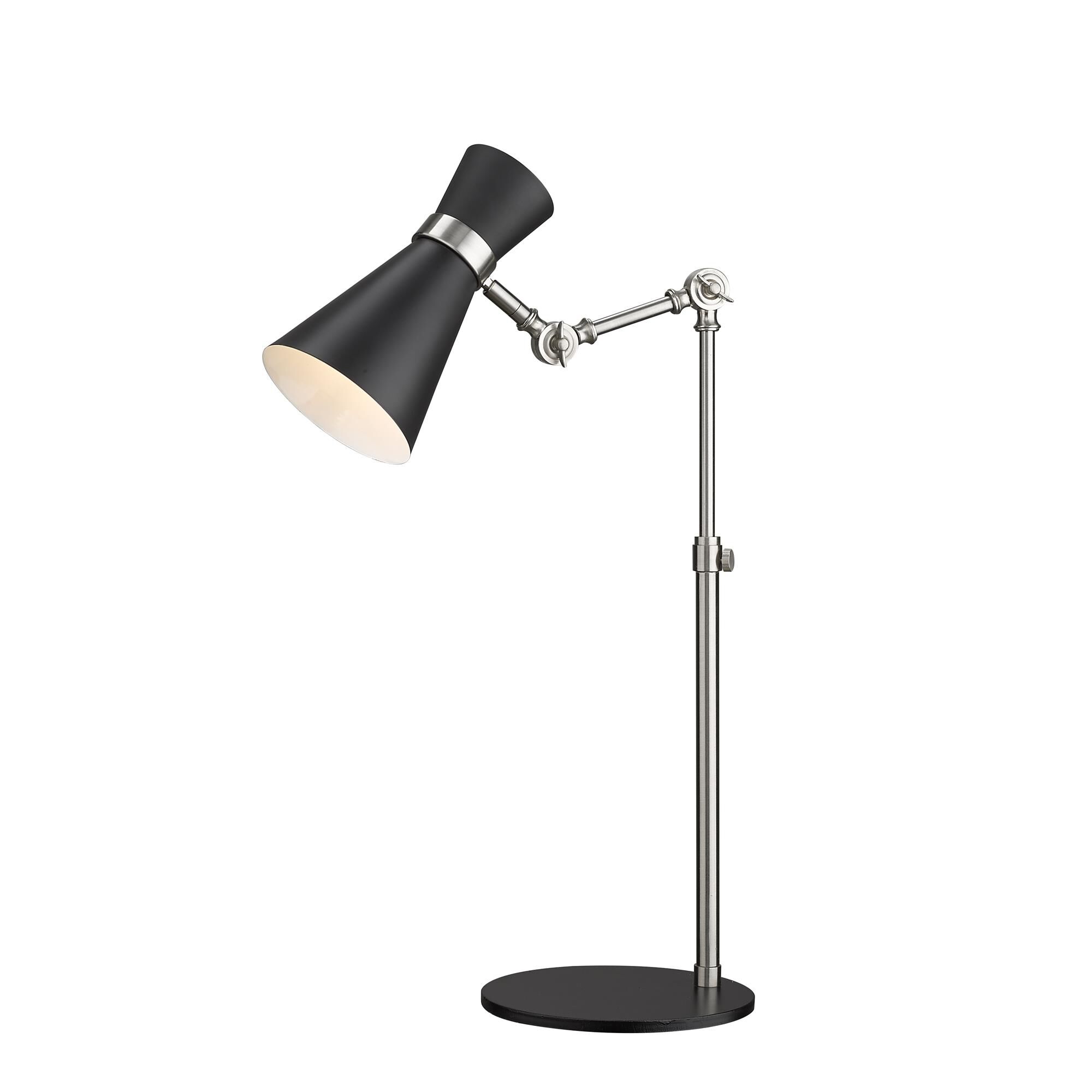 Shown in Matte Black + Brushed Nickel finish and Metal glass and Metal shade