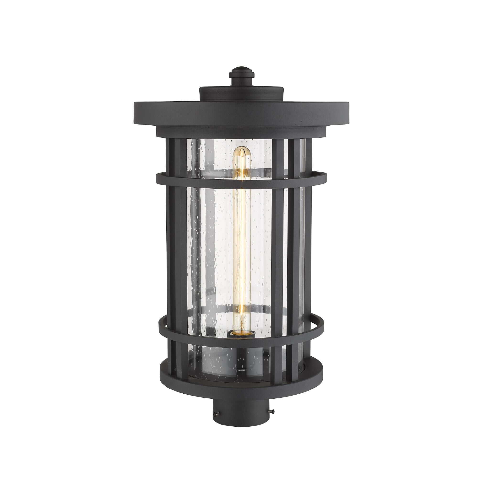 Shown in Black finish and Glass shade