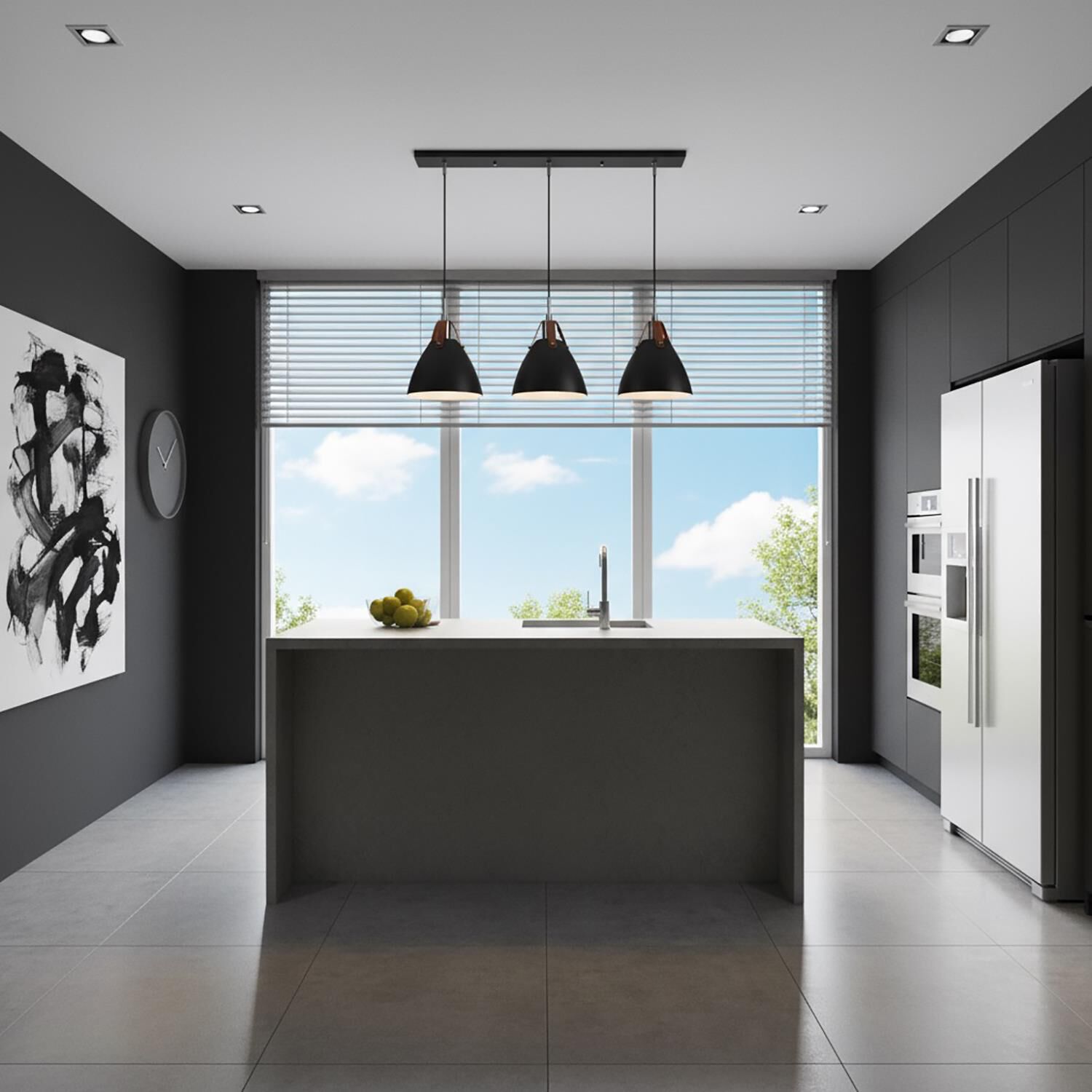 Shown in Black finish and Black Iron shade