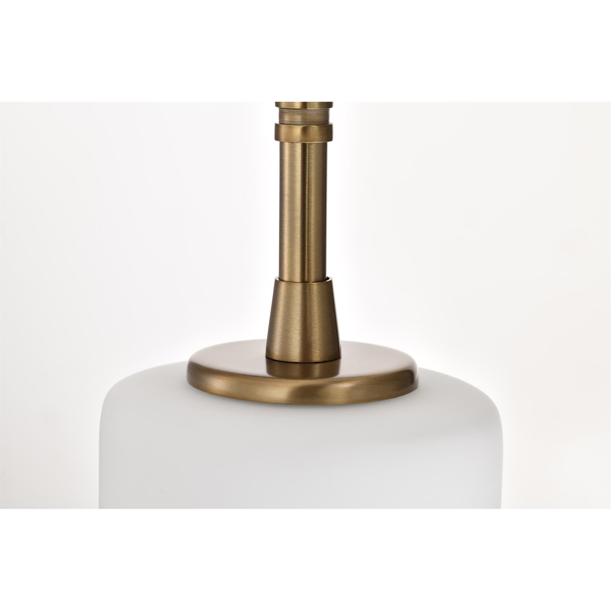 Shown in Burnished Brass finish and White Opal glass