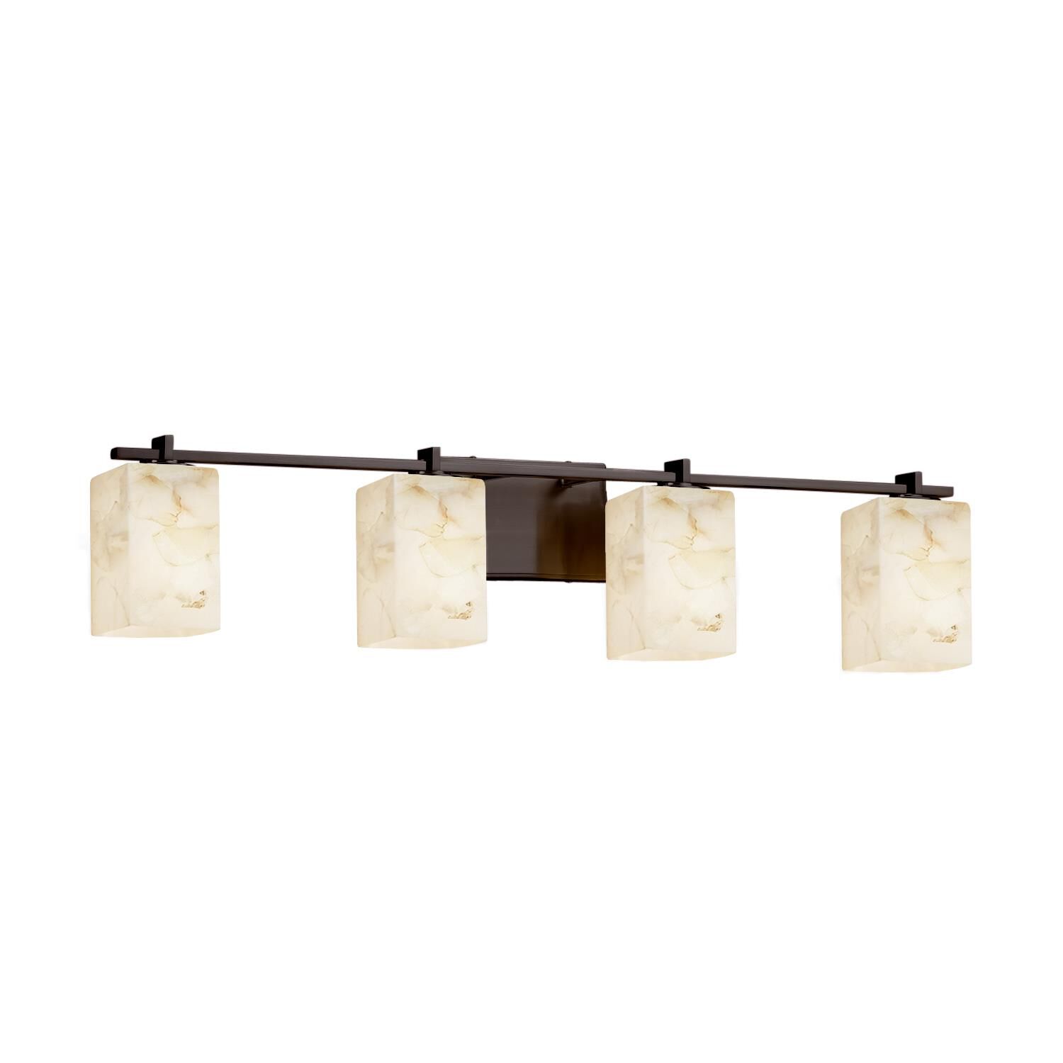 Shown in Dark Bronze finish and Shaved Alabaster Rocks Cast Into Resin glass and Square with Flat Rim accent