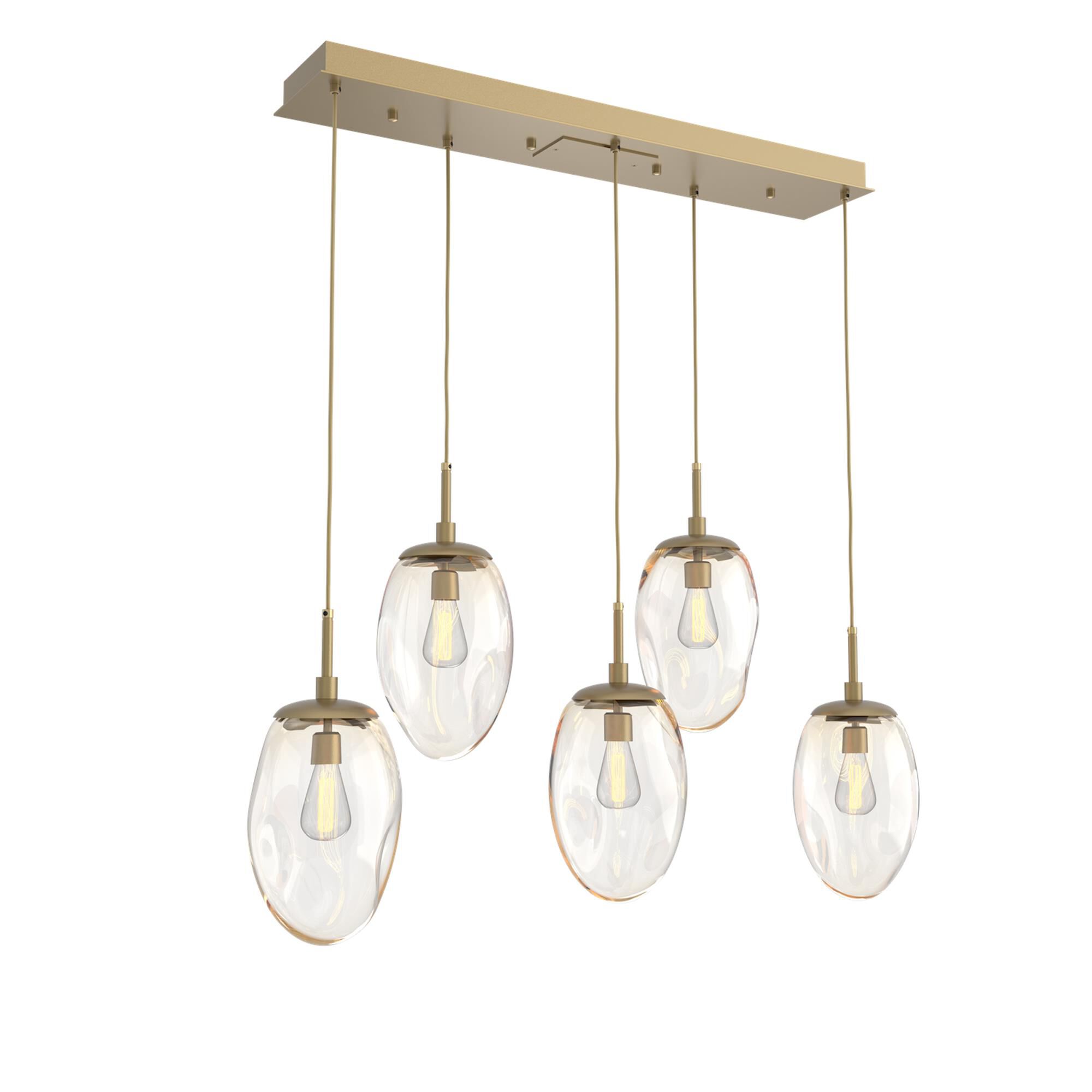 Shown in Gilded Brass finish and Blown Amber glass