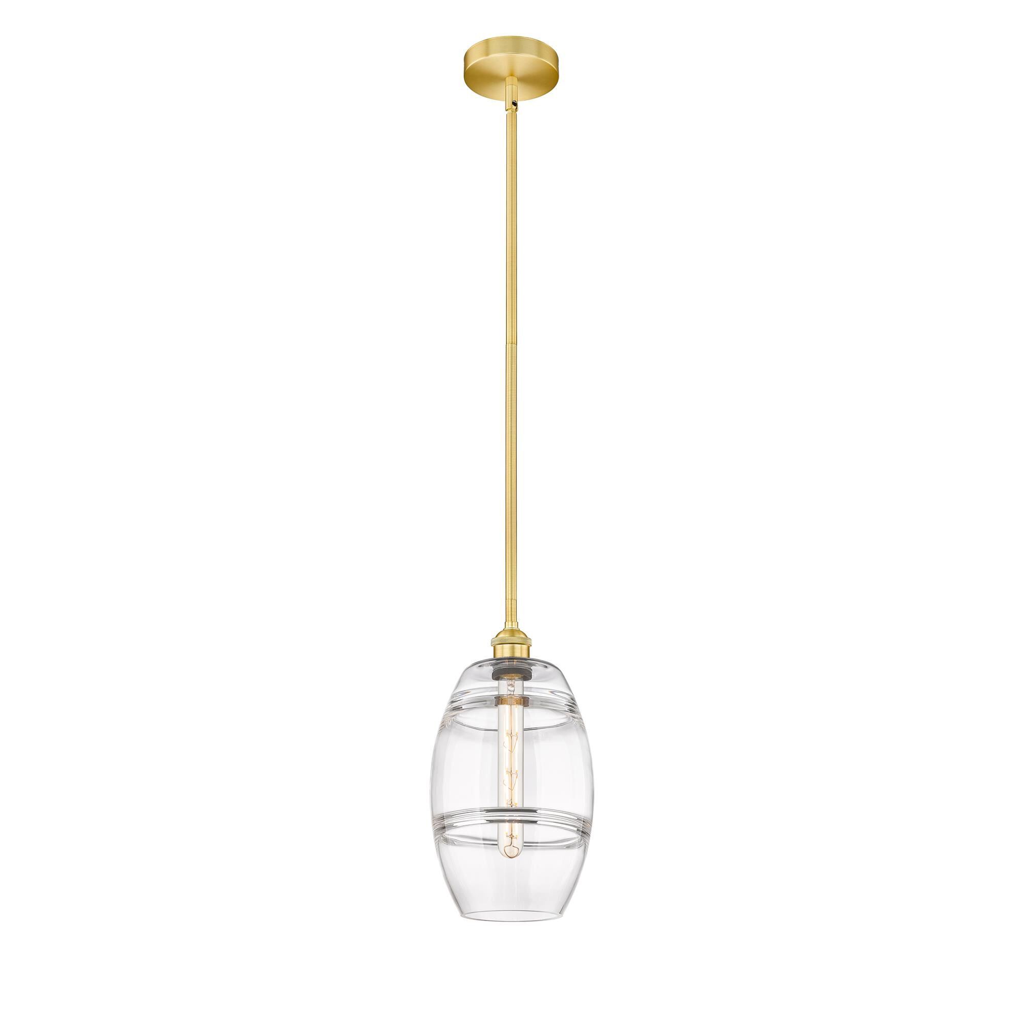 Shown in Satin Gold finish and Clear glass