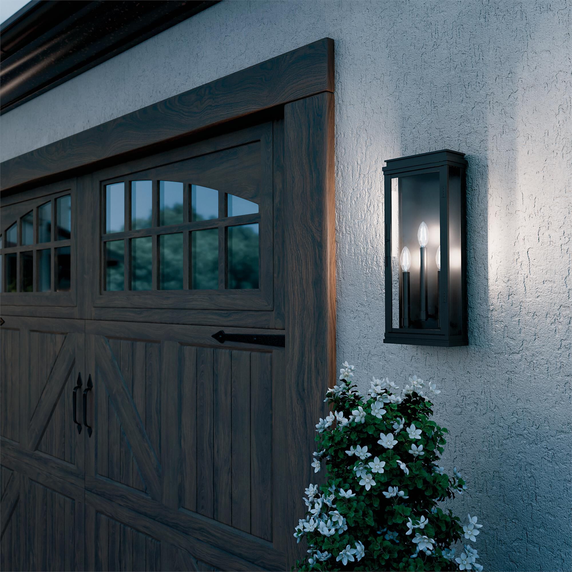 Shown in Black finish and Clear glass