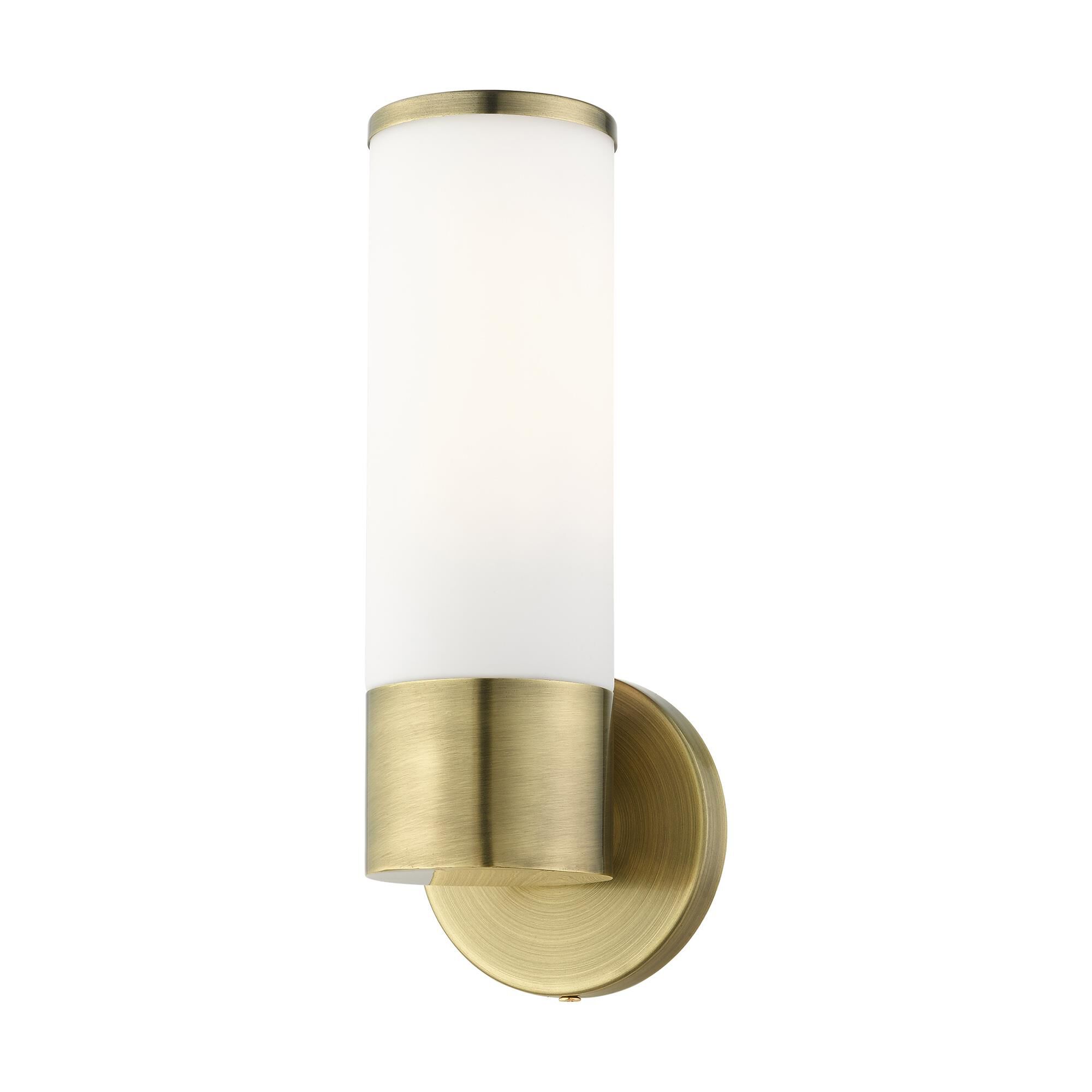 Shown in Antique Brass finish and Satin Opal White glass