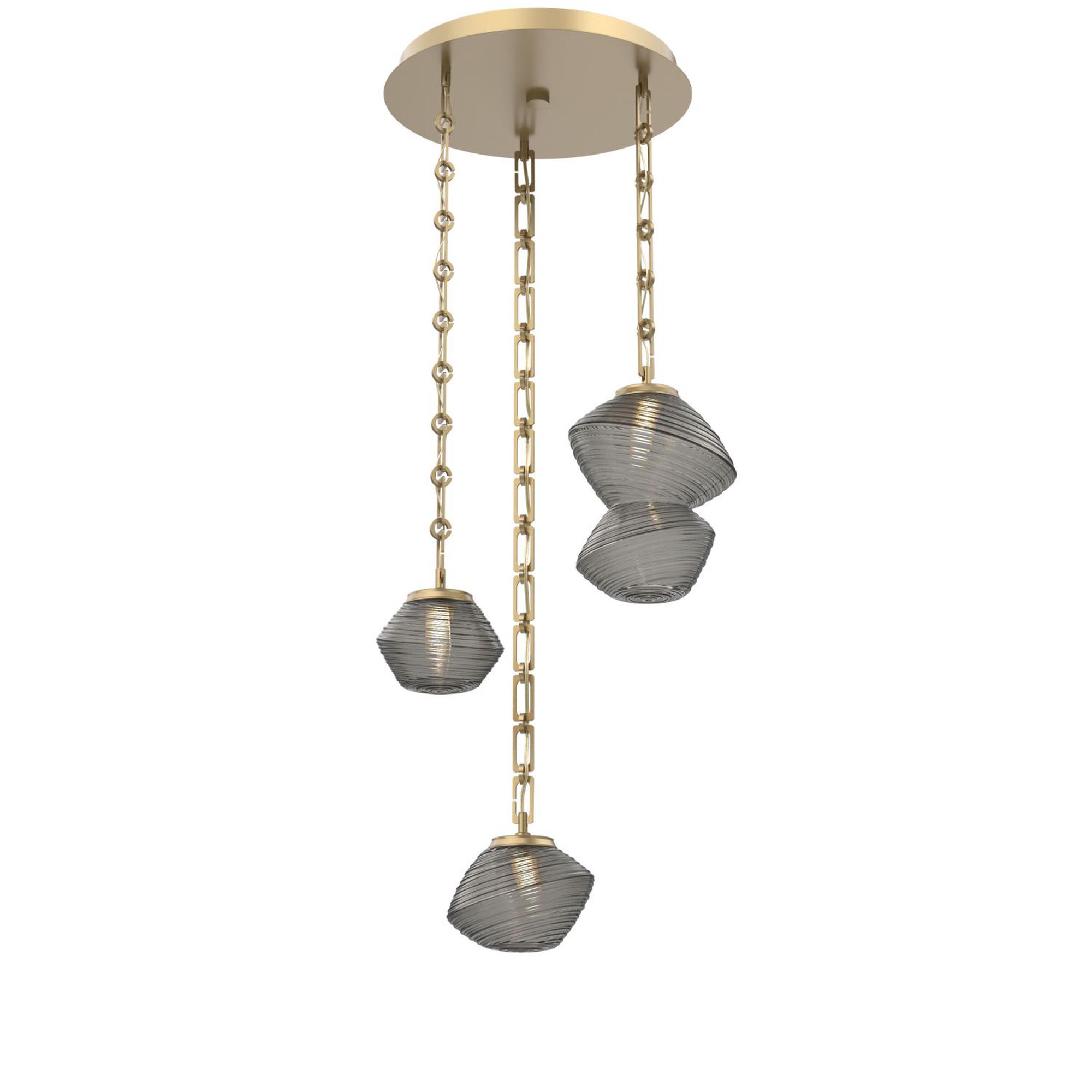 Shown in Gilded Brass finish and Smoke glass