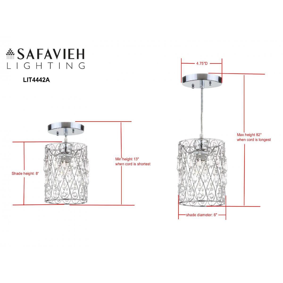 Safavieh Vega Beaded Adjustable 6 Inch LED Cage Pendant