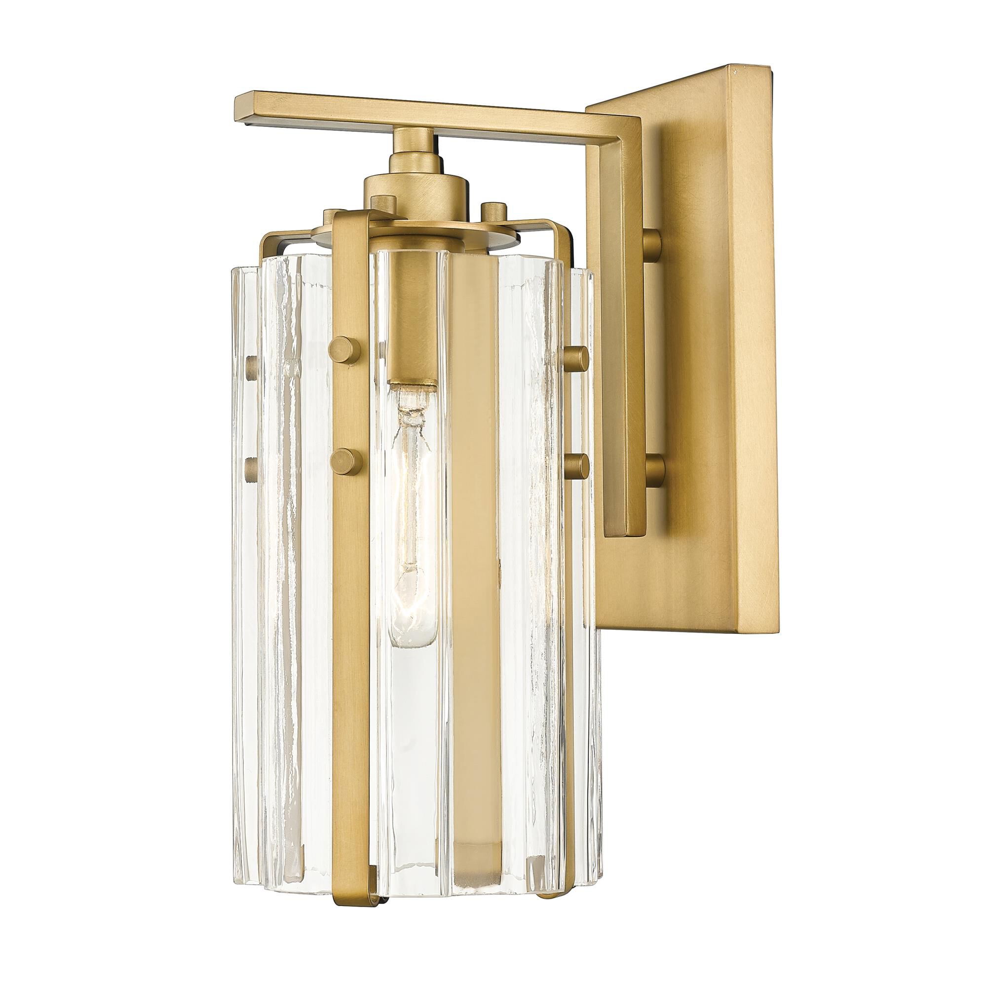Shown in Rubbed Brass finish and Clear glass and Clear shade