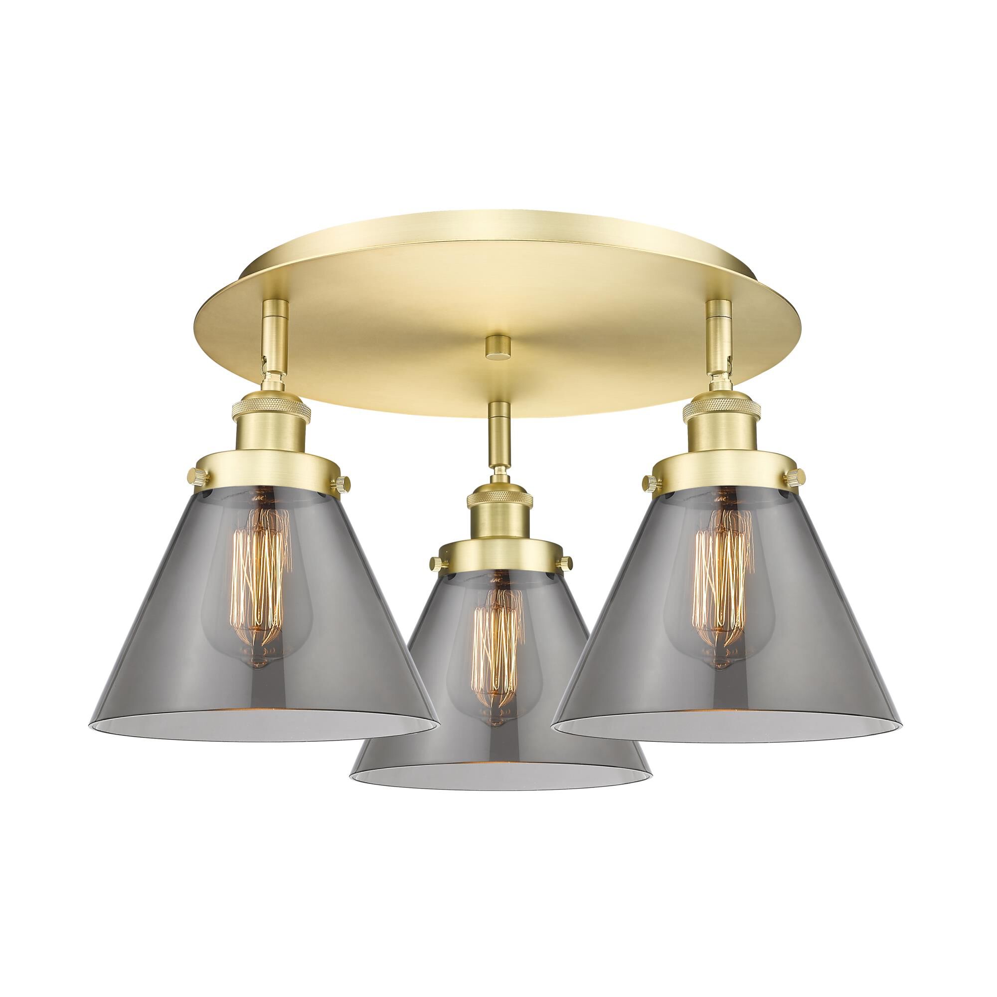 Shown in Satin Gold finish and Plated Smoke glass