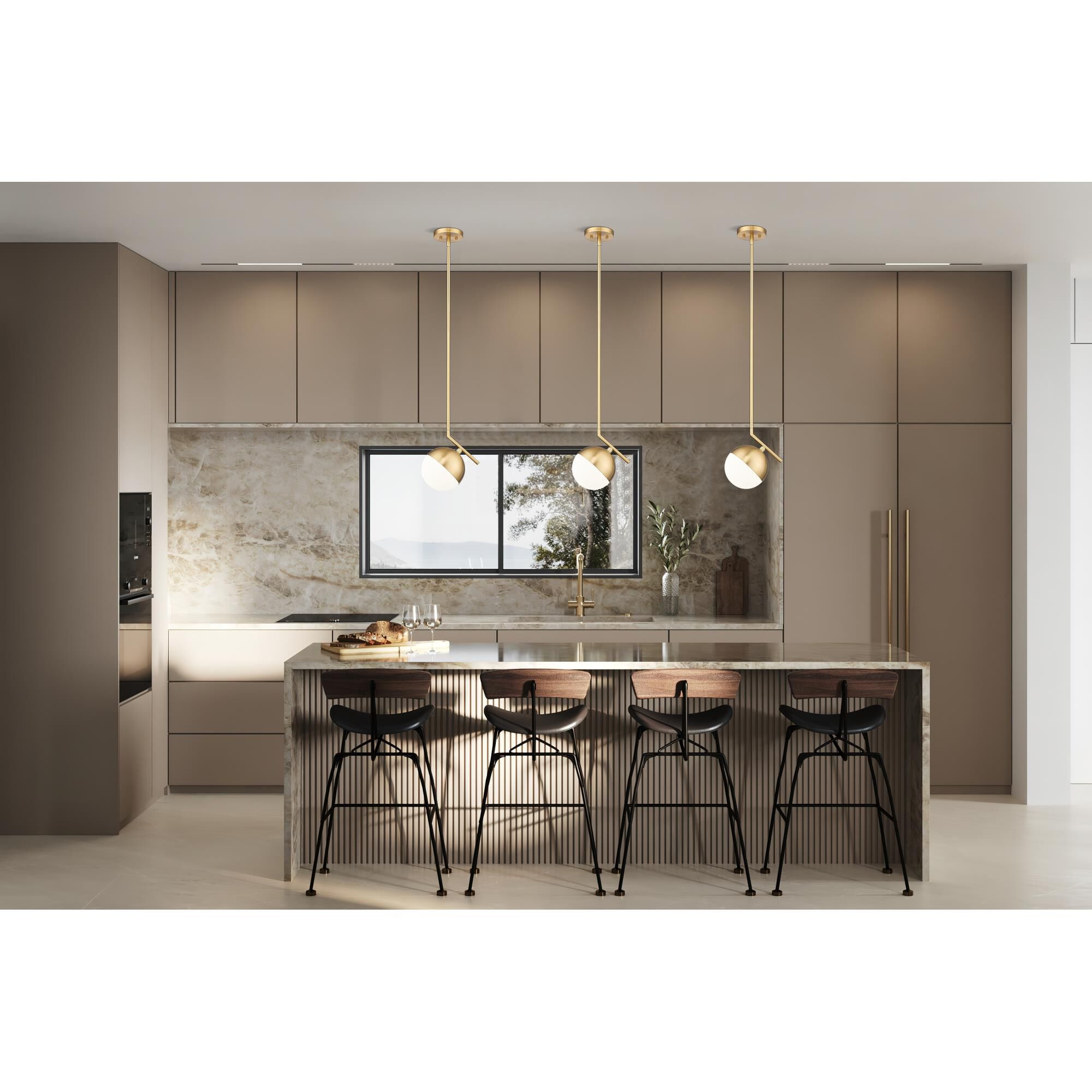 Shown in Modern Gold finish and Matte Opal glass and Matte Opal shade