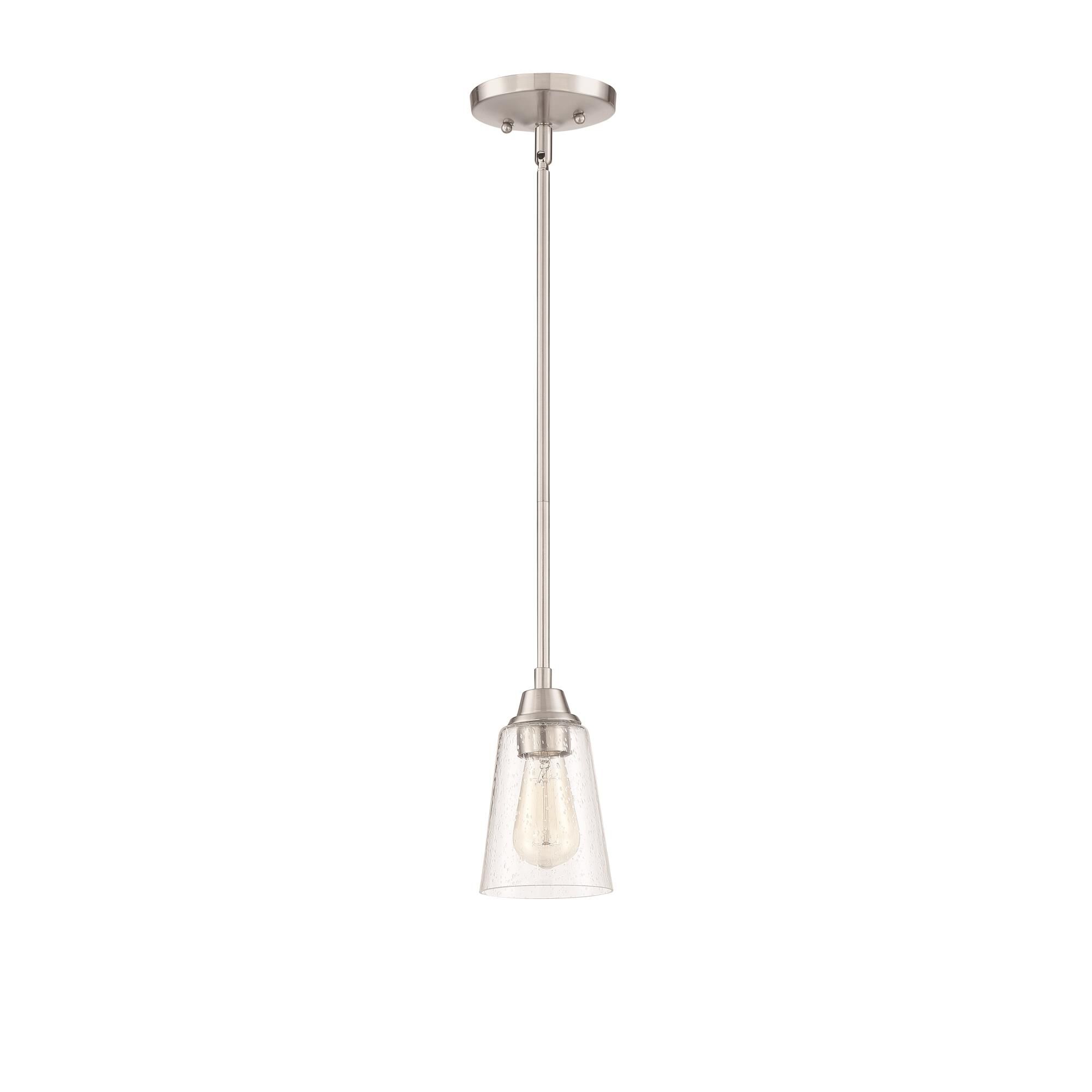 Shown in Brushed Polished Nickel finish and Clear Seeded glass and Glass shade
