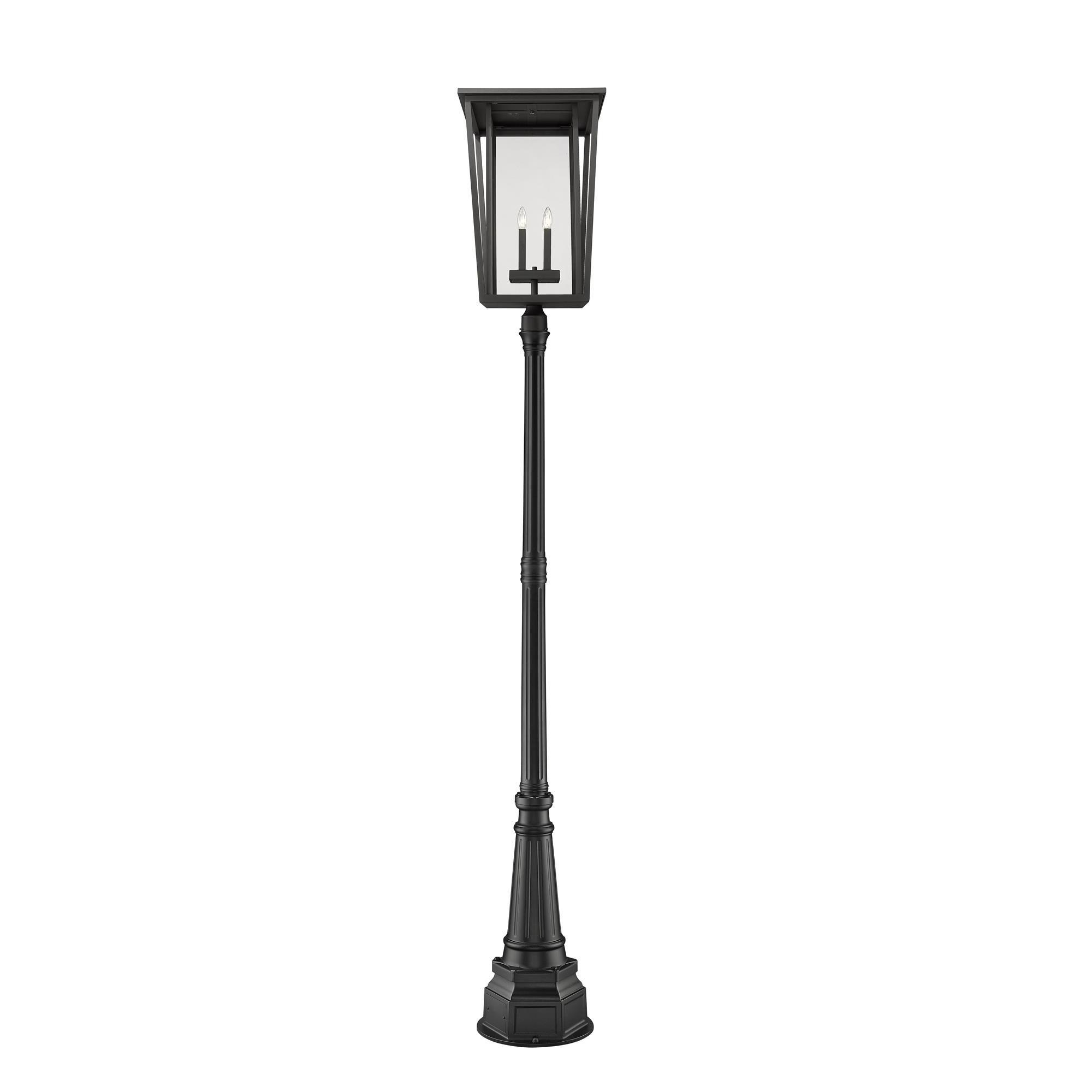 Shown in Black finish and Glass shade