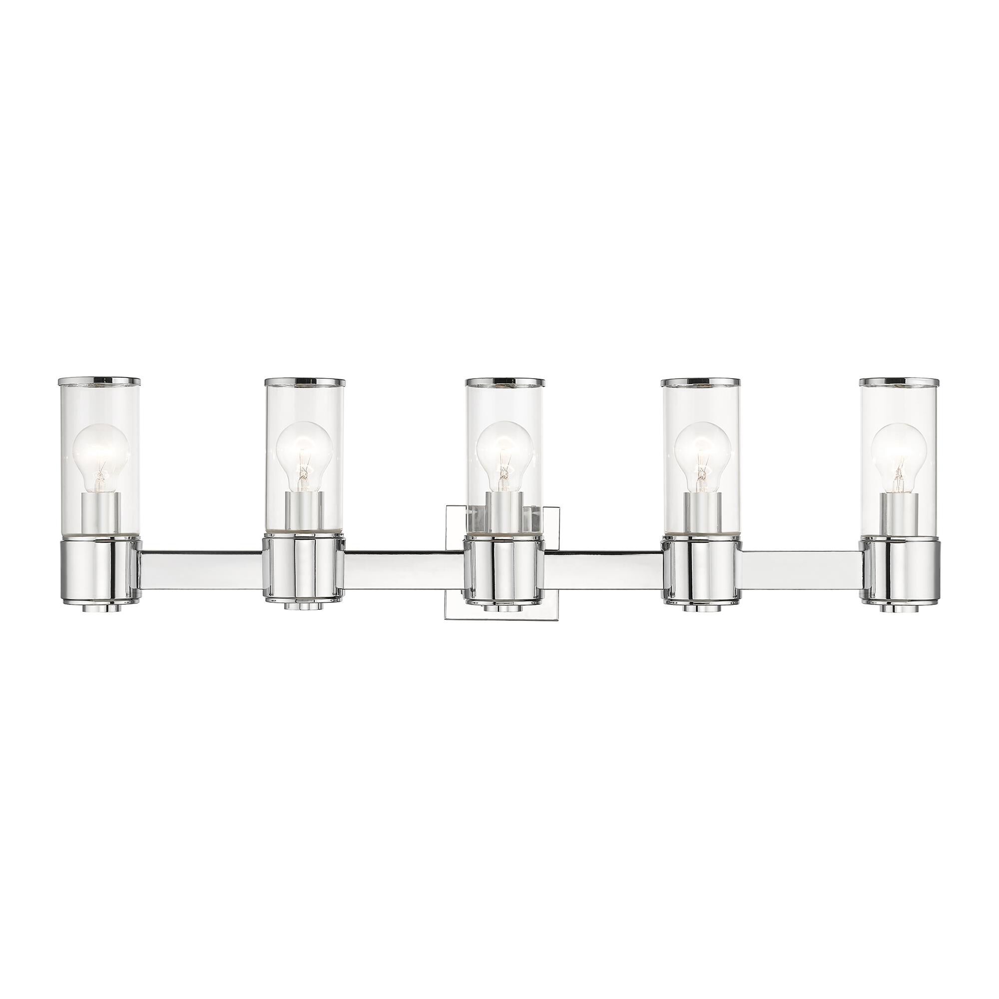 Shown in Polished Chrome finish and Clear Glass shade