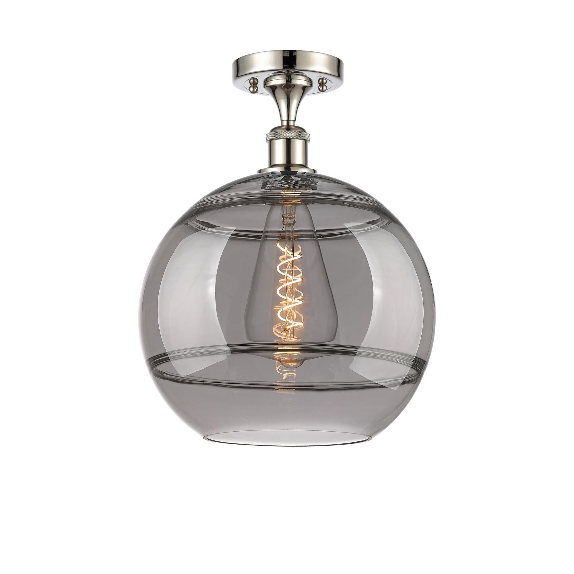 Shown in Polished Nickel finish and Light Smoke glass