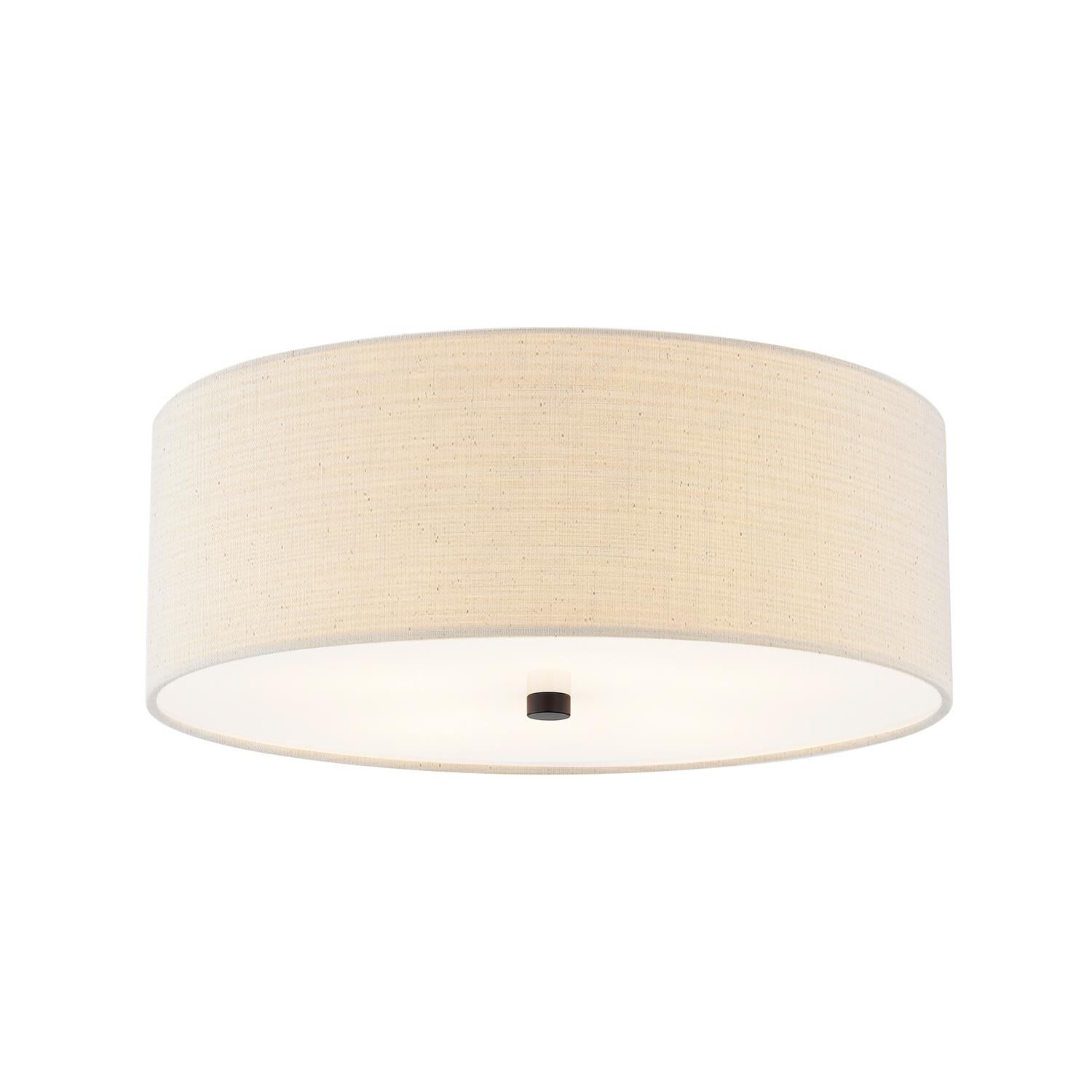 Shown in Matte Black finish and Cream Woven Fabric shade