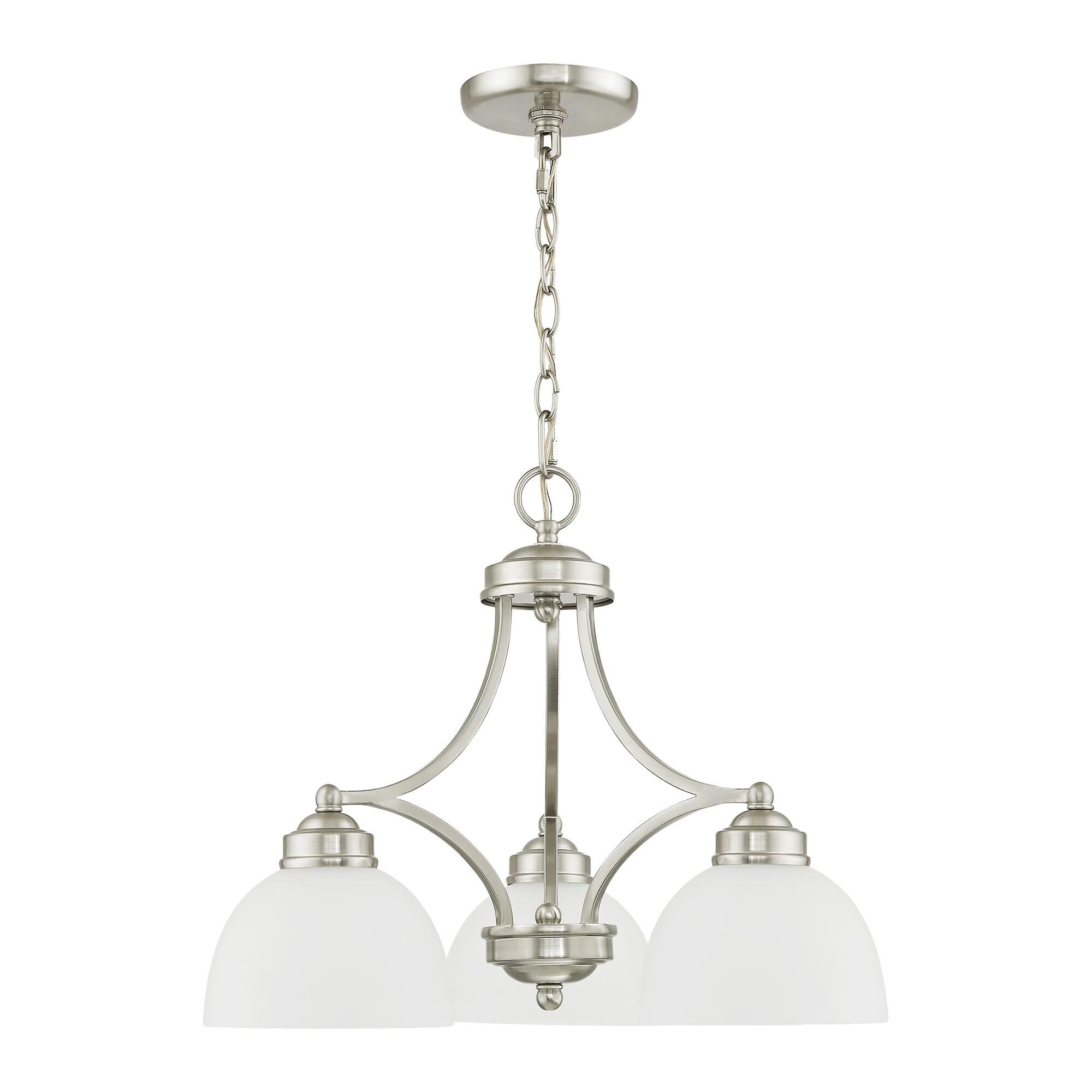 Shown in Brushed Nickel finish and Satin glass