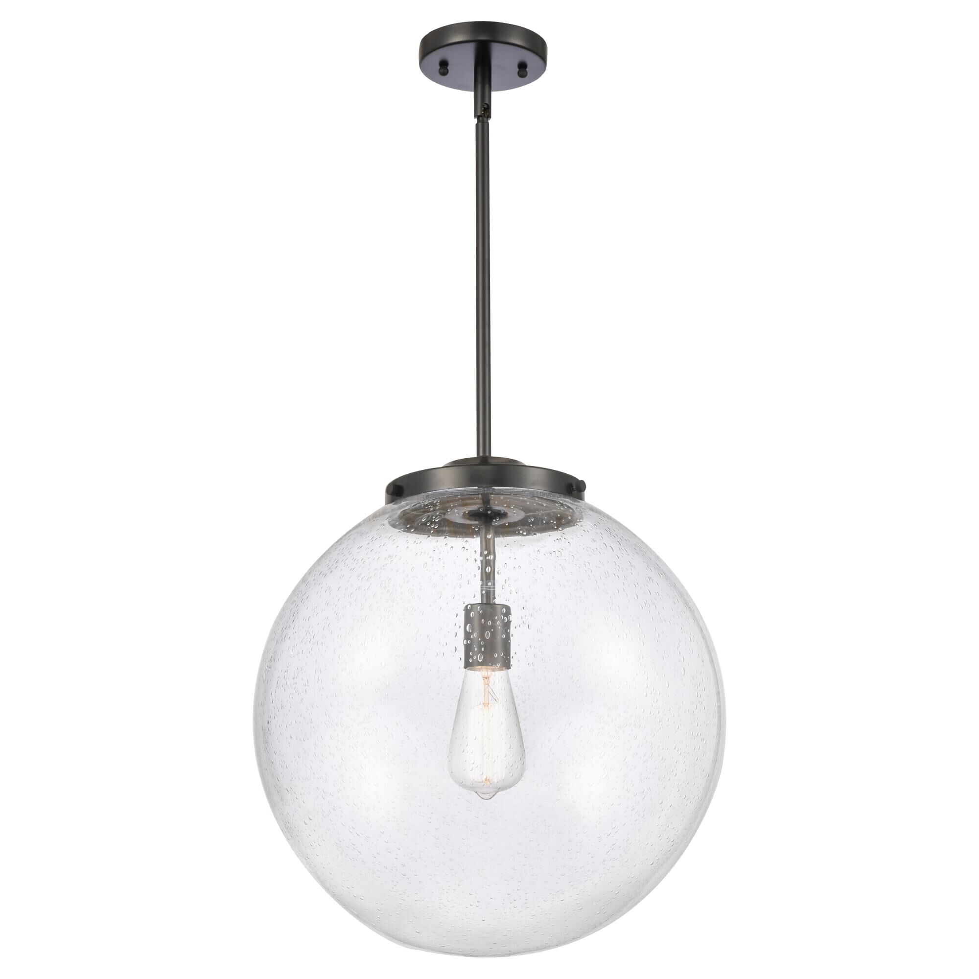 Shown in Matte Black finish and Seedy Beacon glass