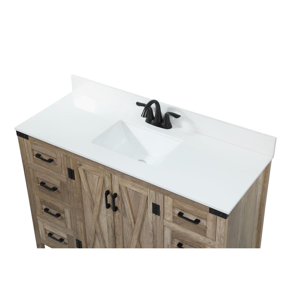 Shown in Natural Oak finish and With Backsplash accent