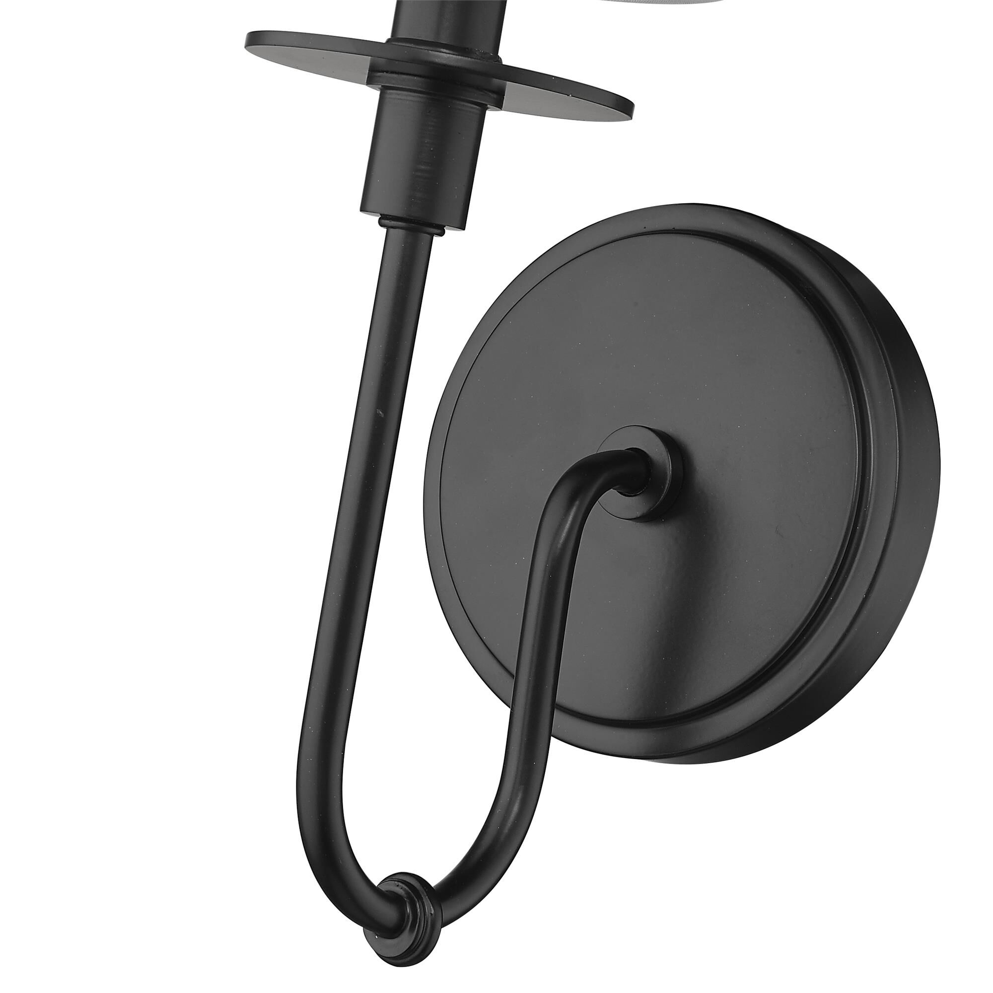 Shown in Matte Black finish and Fabric glass and Fabric shade