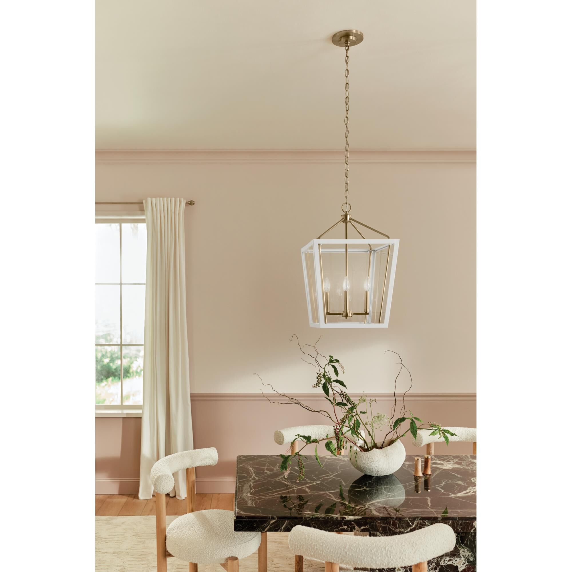 Shown in Champagne Bronze and White finish and Clear glass