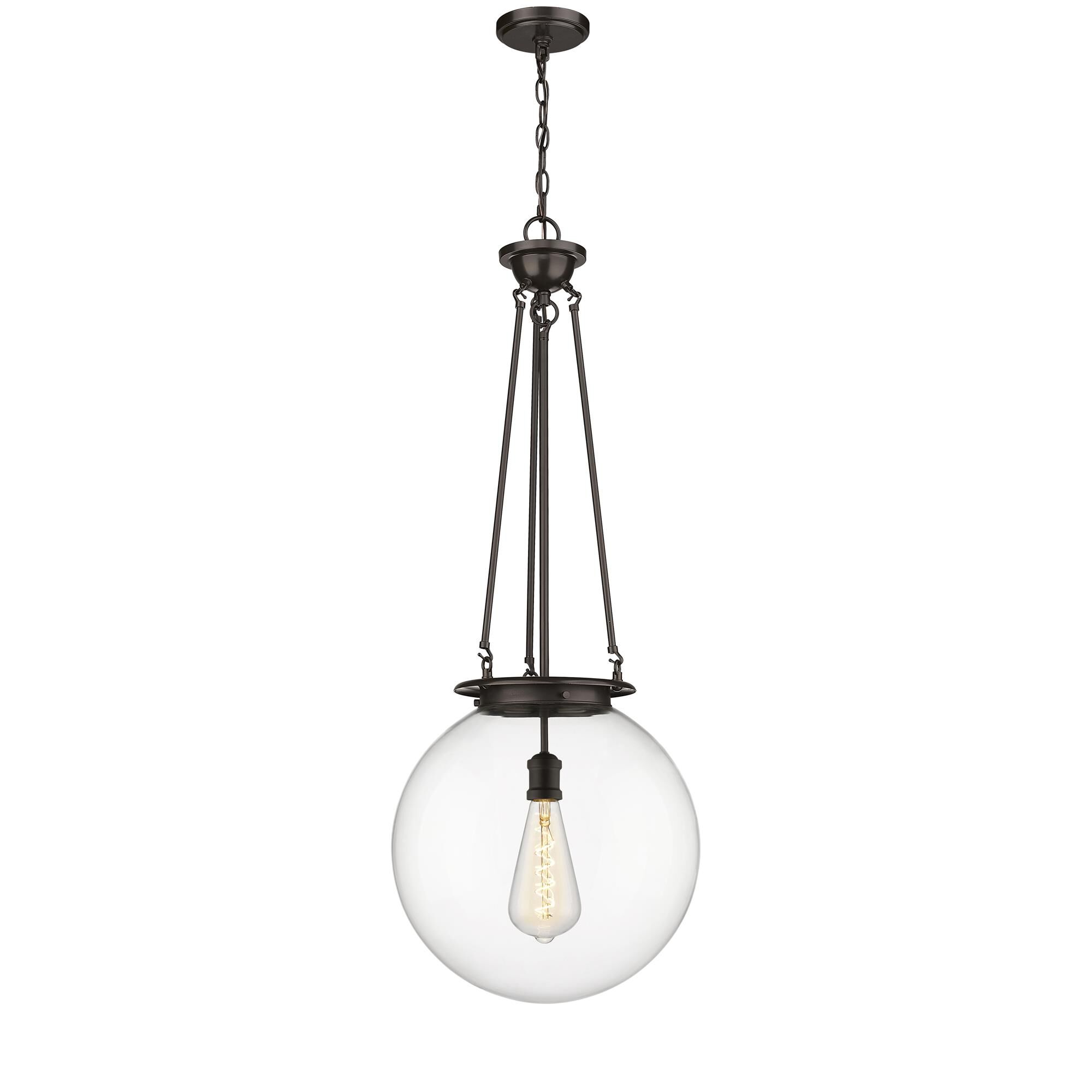 Shown in Oiled Brass finish and Clear glass