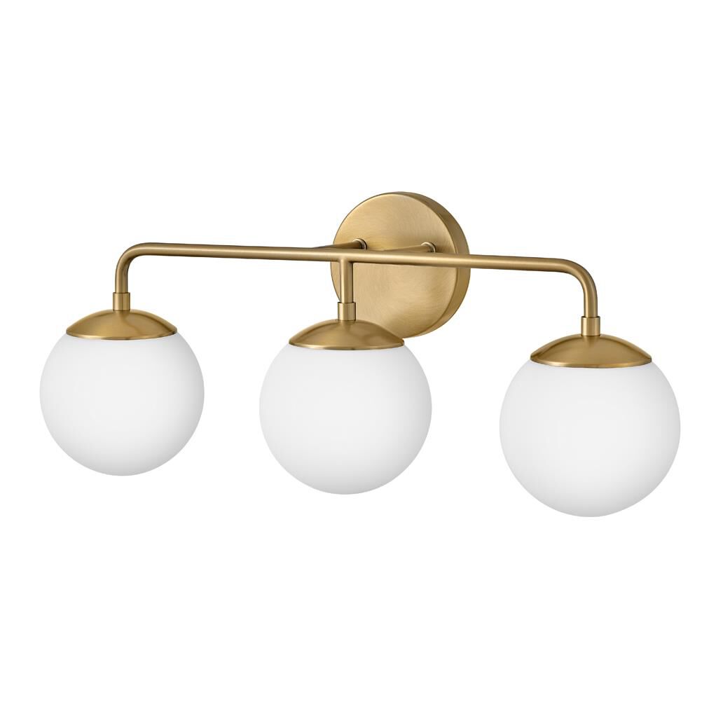 Shown in Lacquered Brass finish and White glass