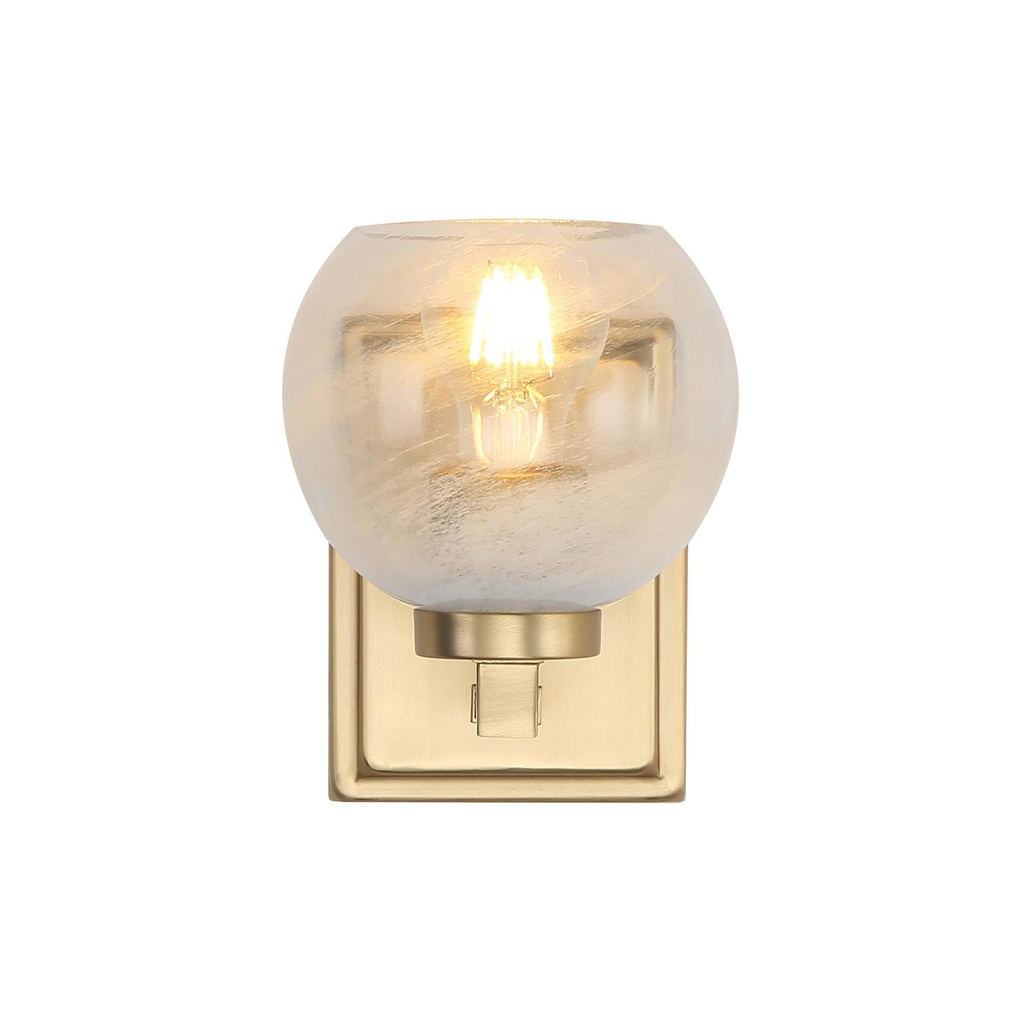 Shown in Brushed Champagne Bronze finish and Alabaster shade