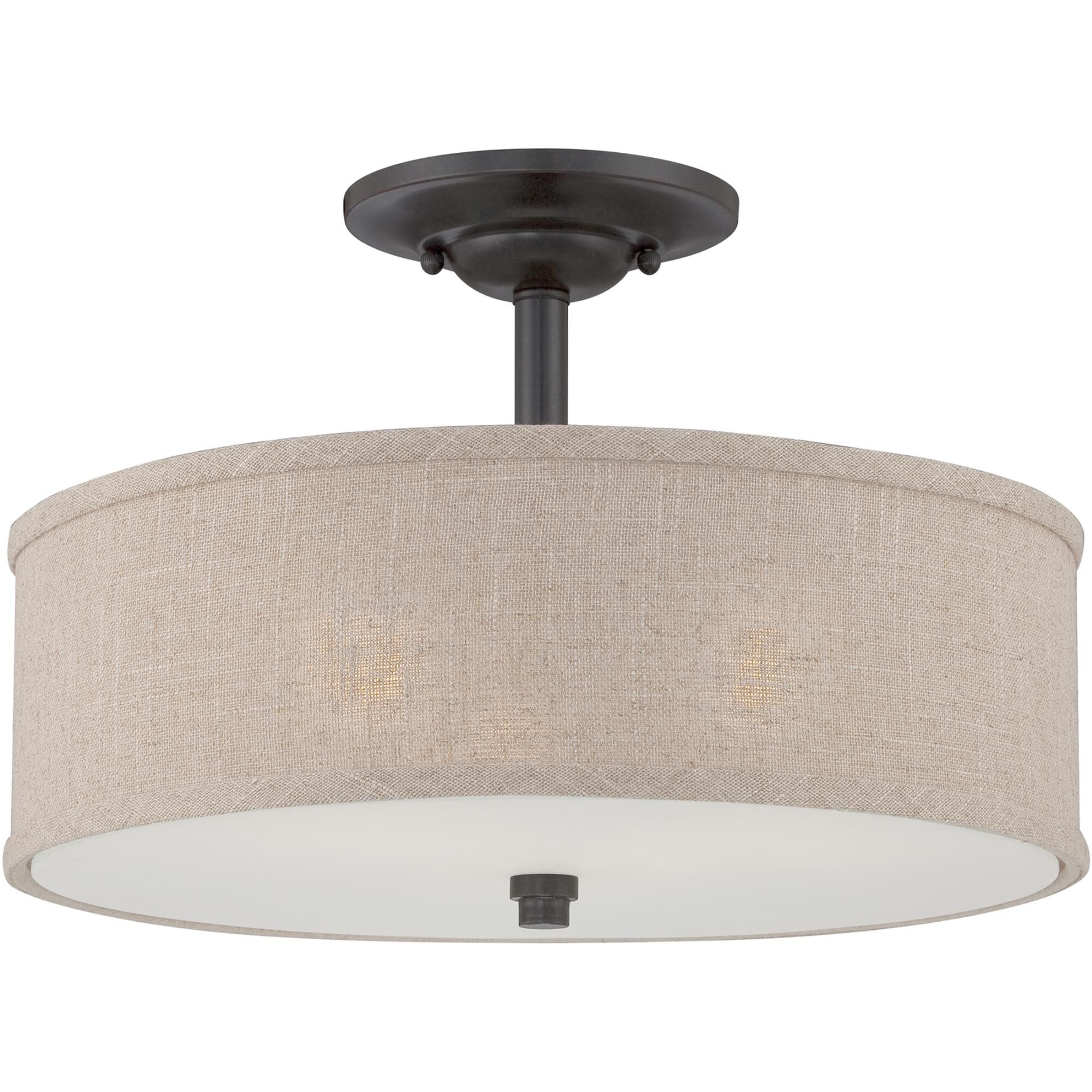 Cloverdale 17 Inch 3 Light Semi Flush Mount by Quoizel