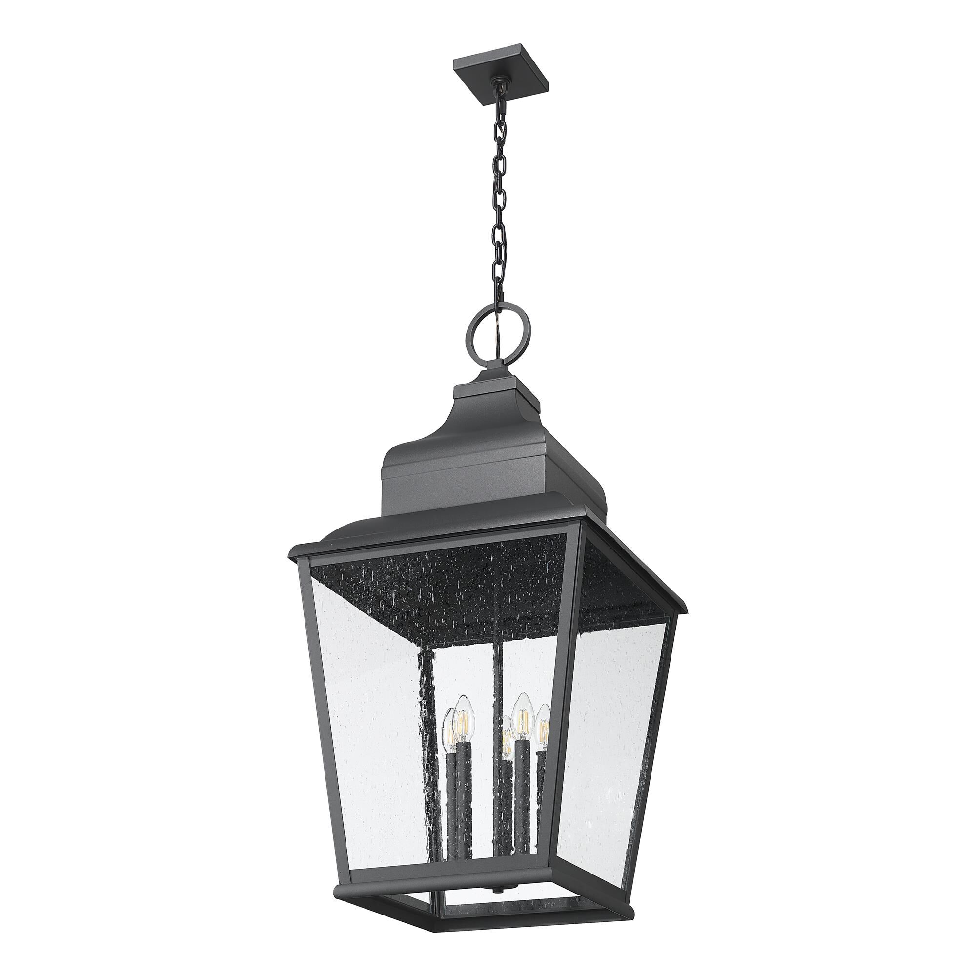 Shown in Sand Black finish and Clear Seedy glass