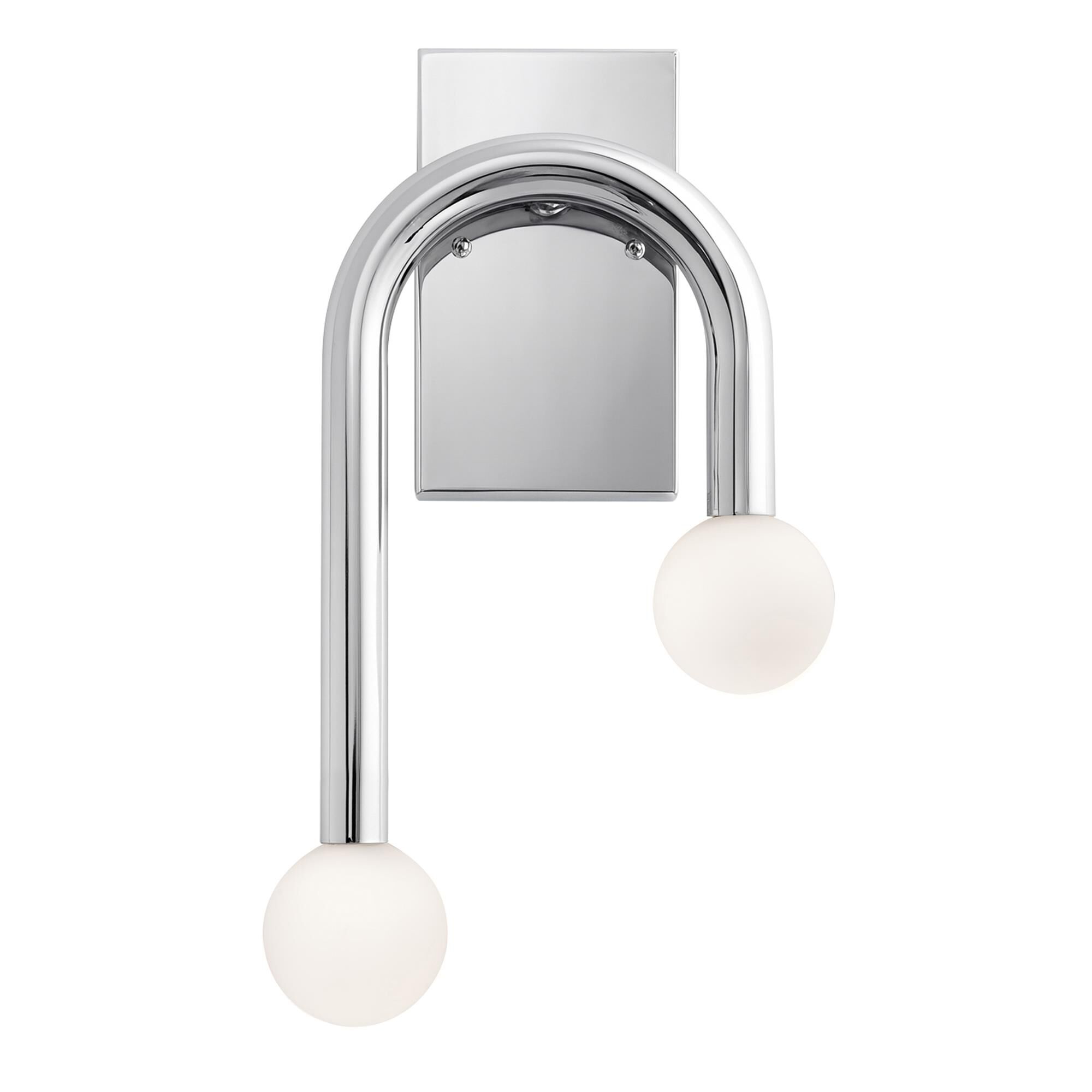Shown in Polished Chrome finish and White glass