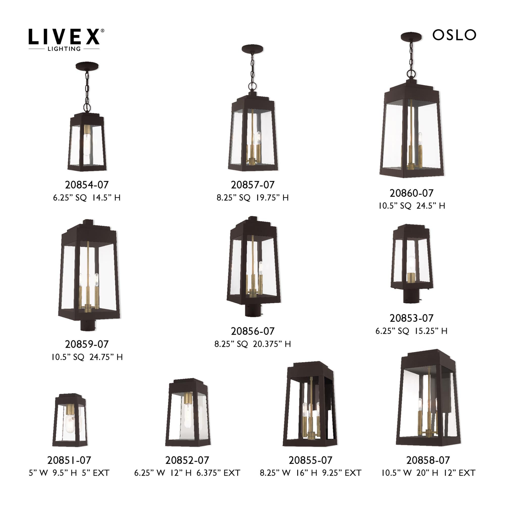 Oslo 20 Inch Tall 3 Light Outdoor Post Lamp by Livex Lighting