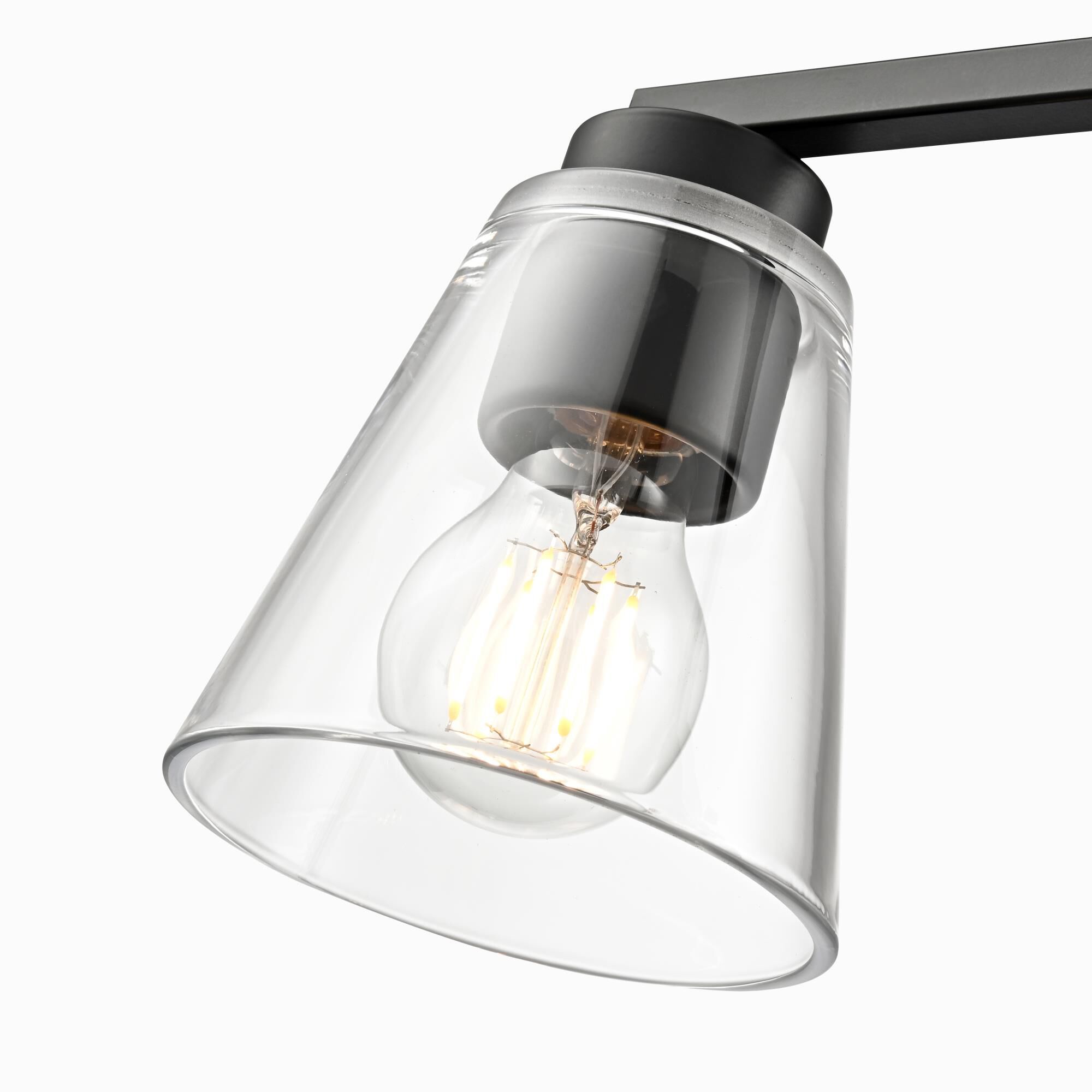 Shown in Matte Black finish and Clear glass