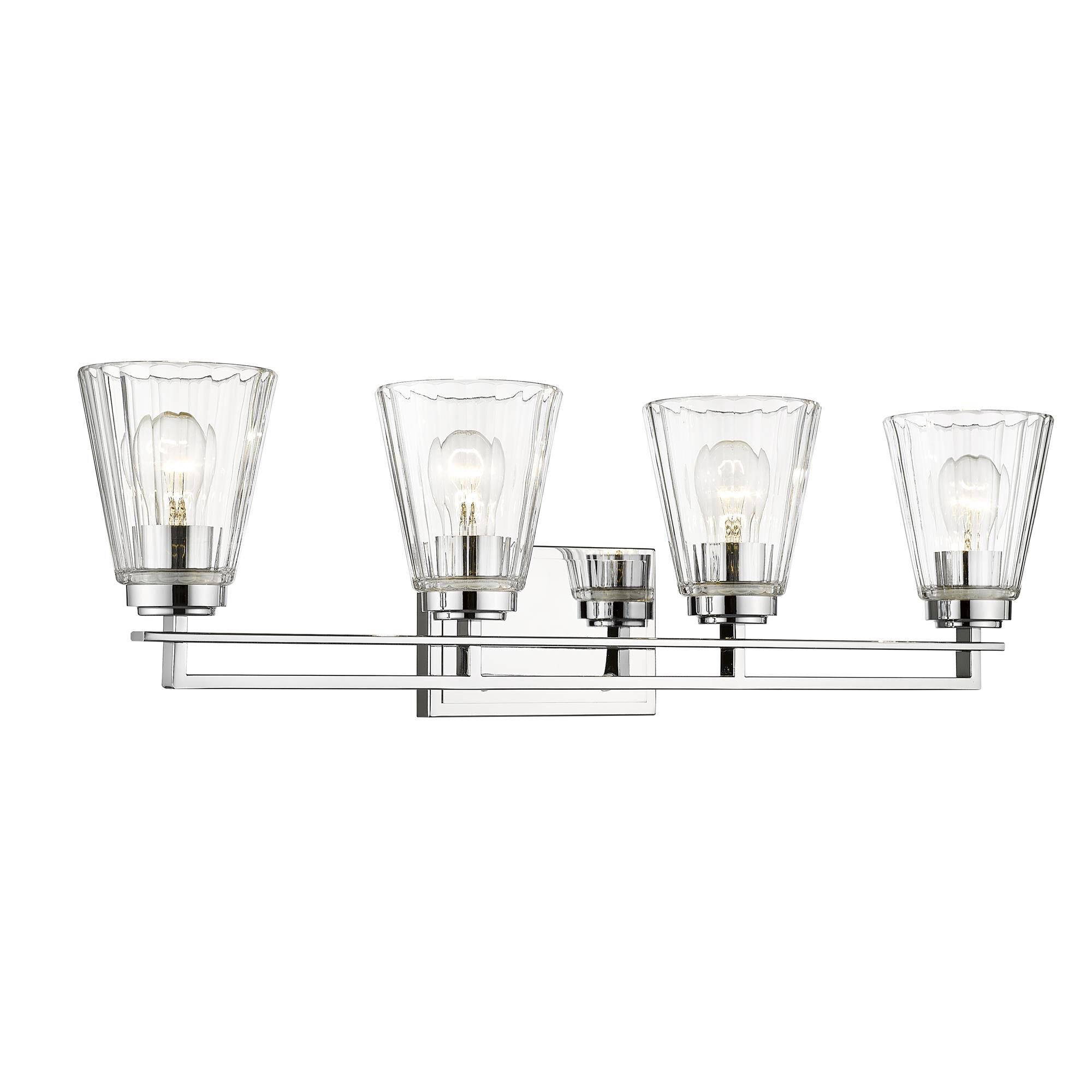 Shown in Chrome finish and Clear glass