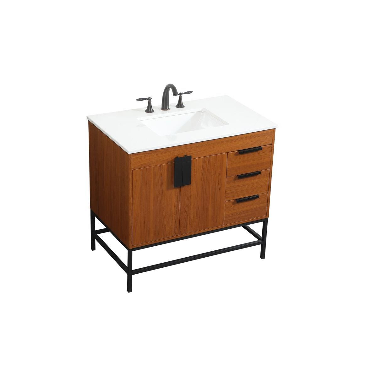 Shown in Teak finish and Without Backsplash accent